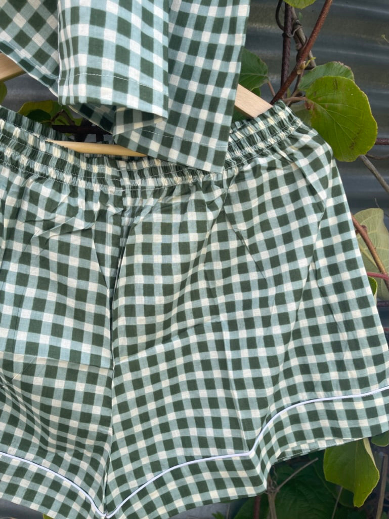 PYJAMAS Short - Green Gingham Check