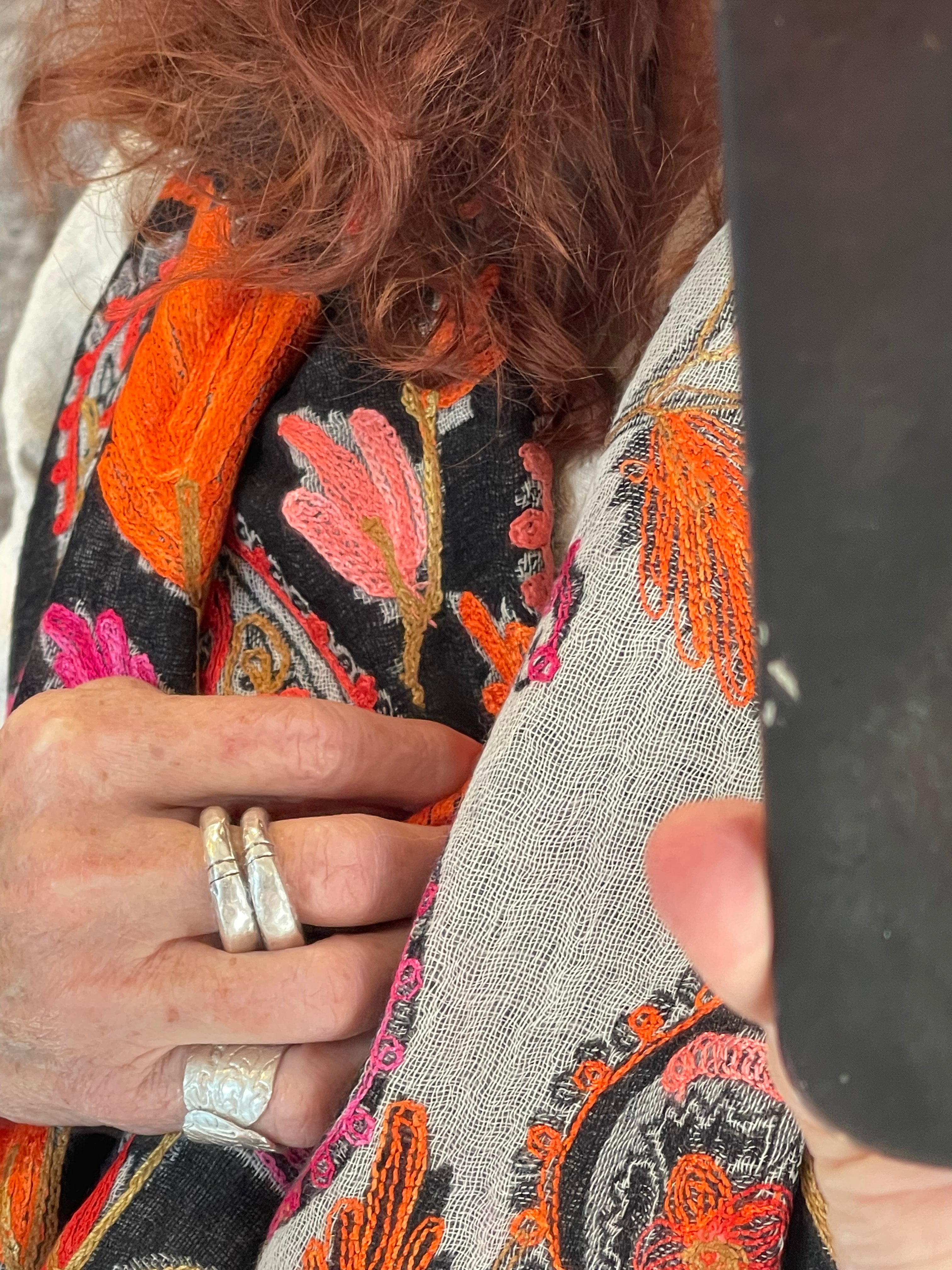 Embroidered Wool - Paisley Earth