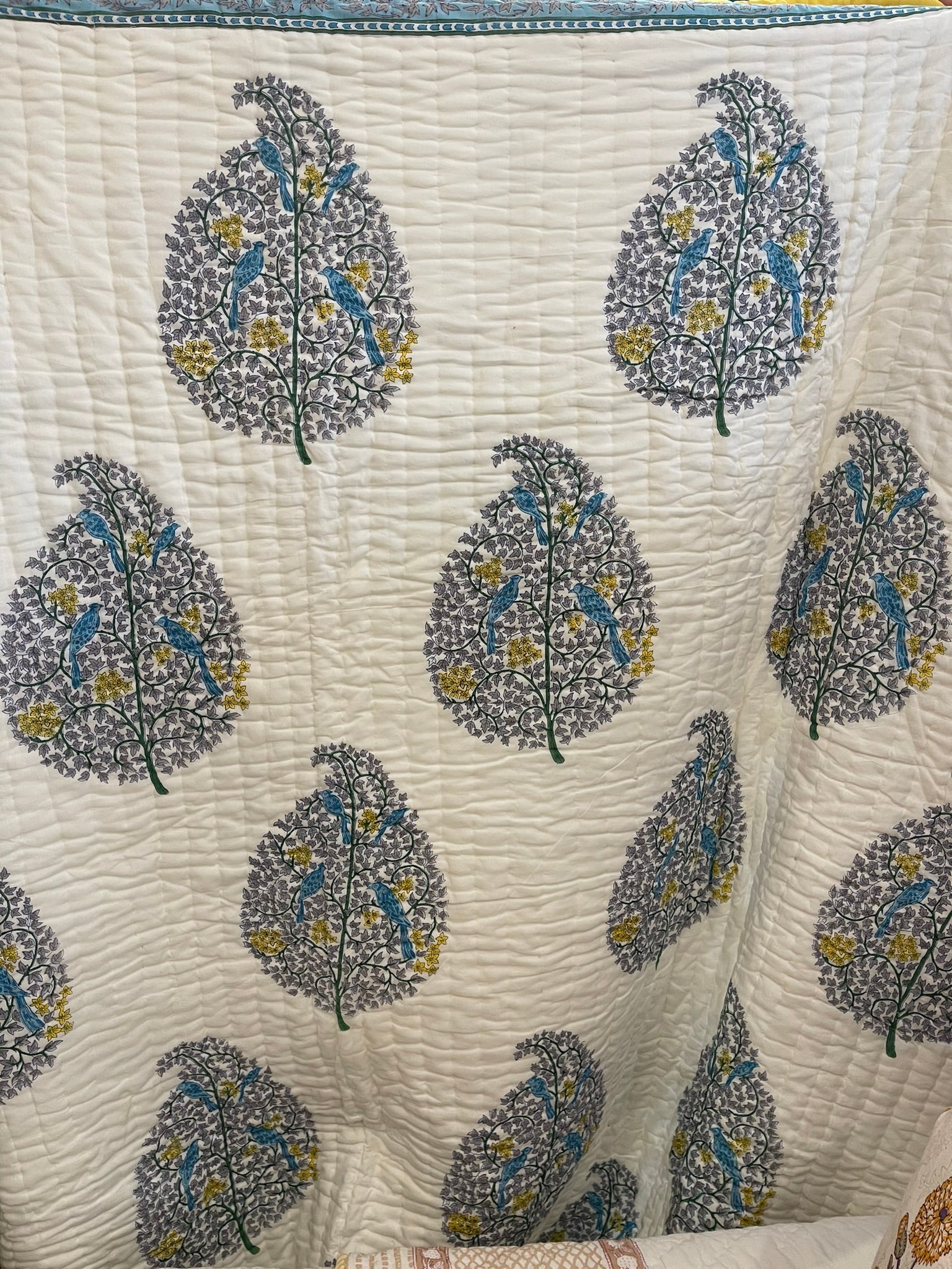 Jaipuri Cotton Quilt - Bird in a Pear Tree