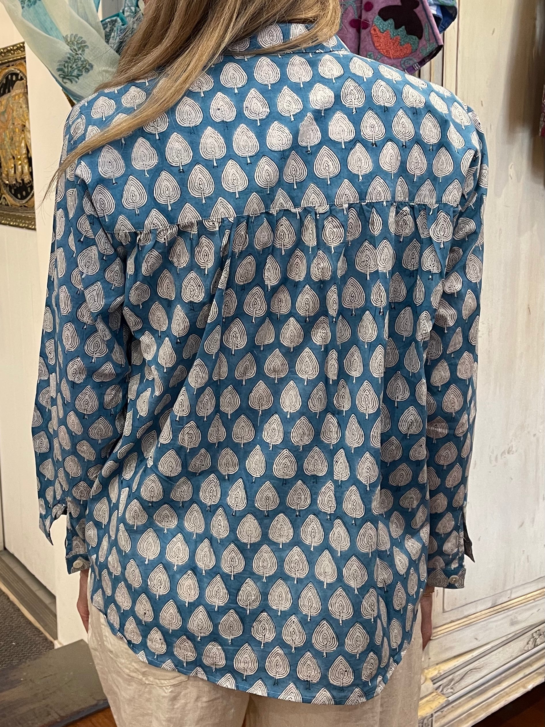 Handblock Printed Blouse - NORWEGIAN LAKE