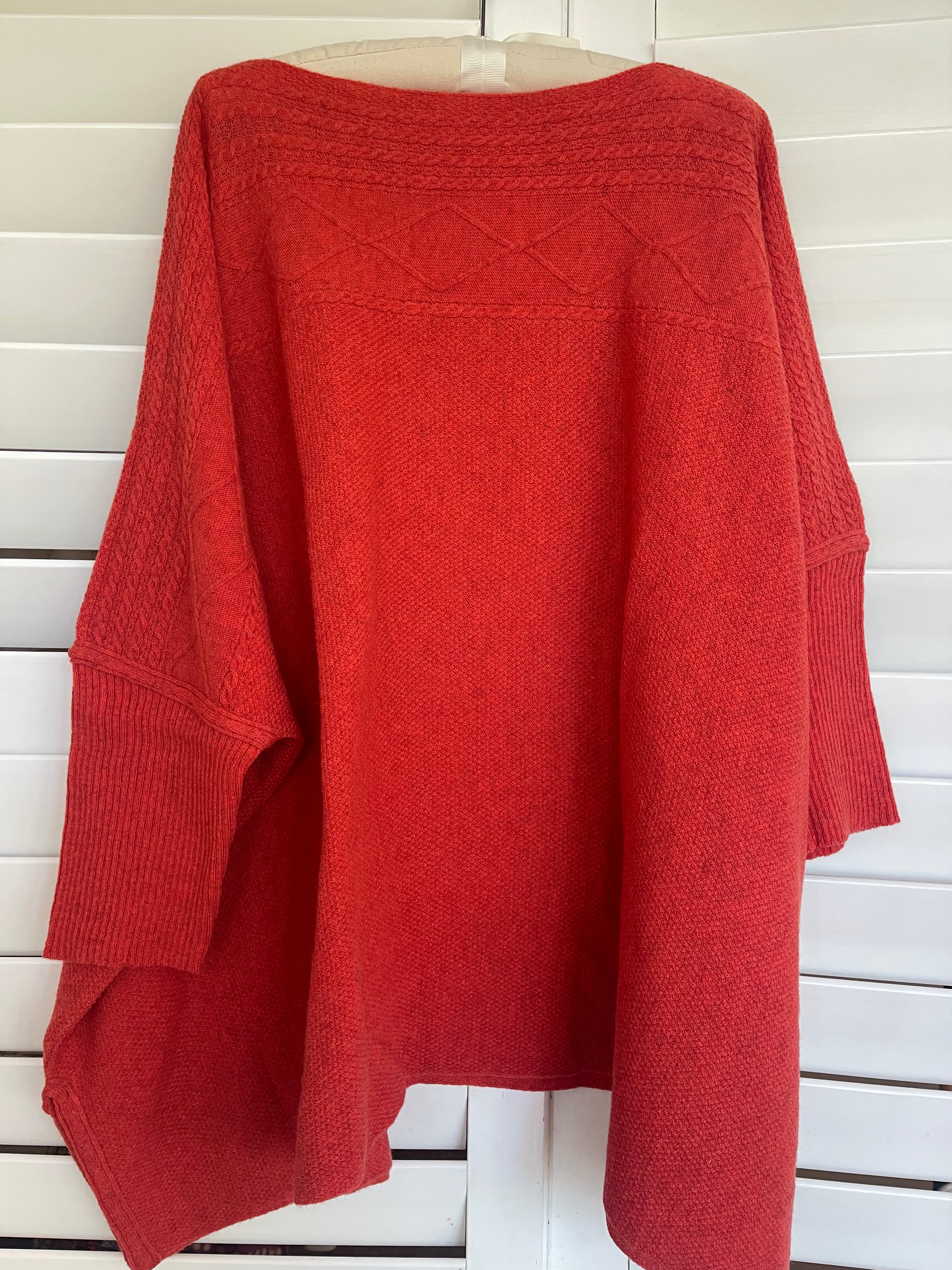 Boat Neck Cable Knit - CORAL