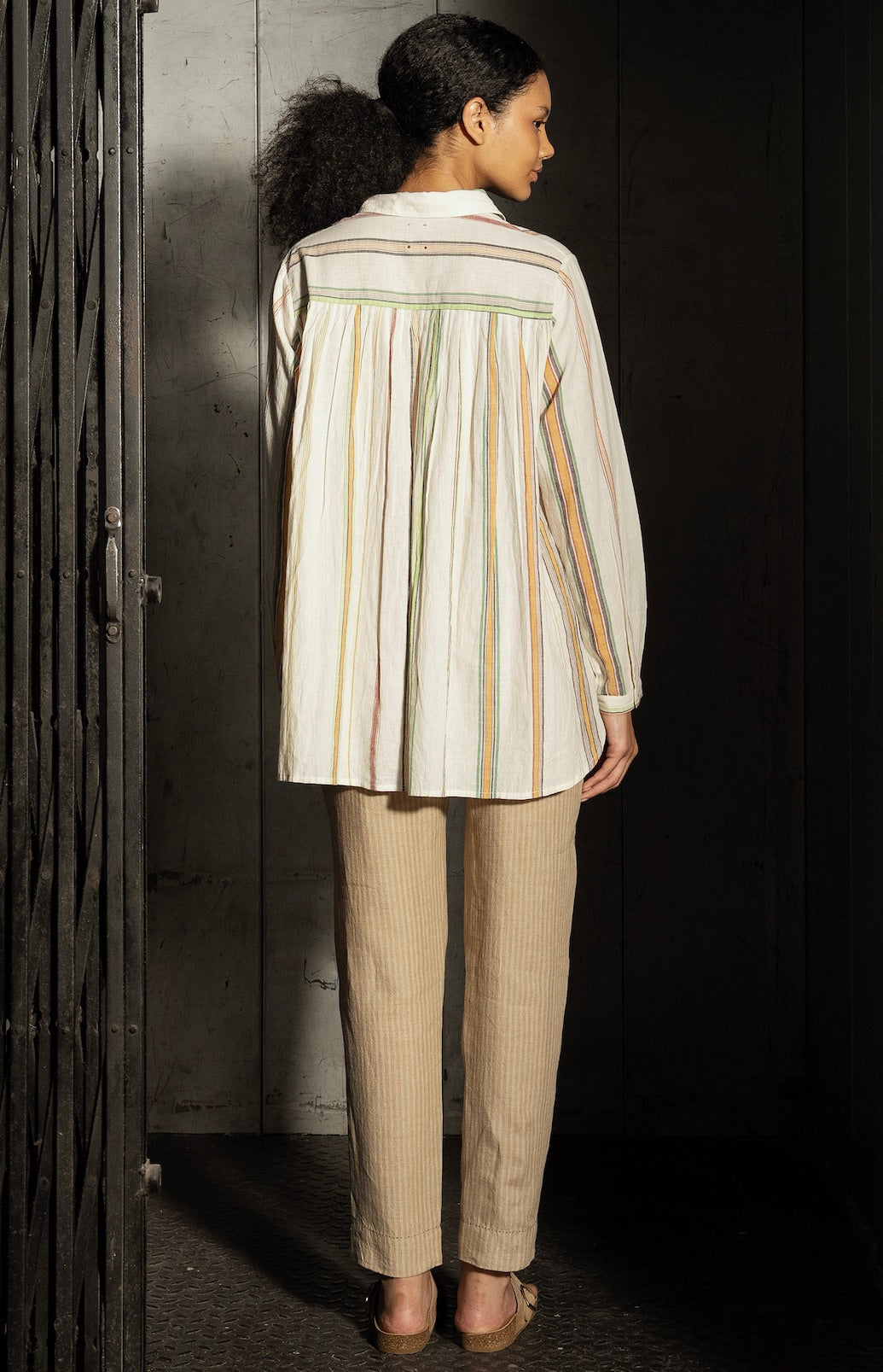 DEVESHI Cotton Shirt - Ecru Stripe