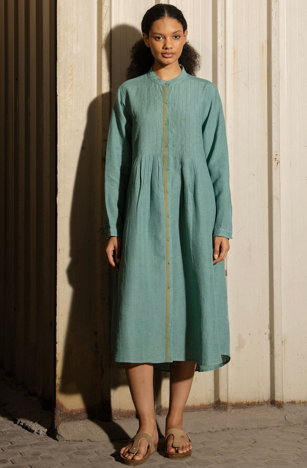 HEERA LINEN DRESS/Jacket - Mineral Green