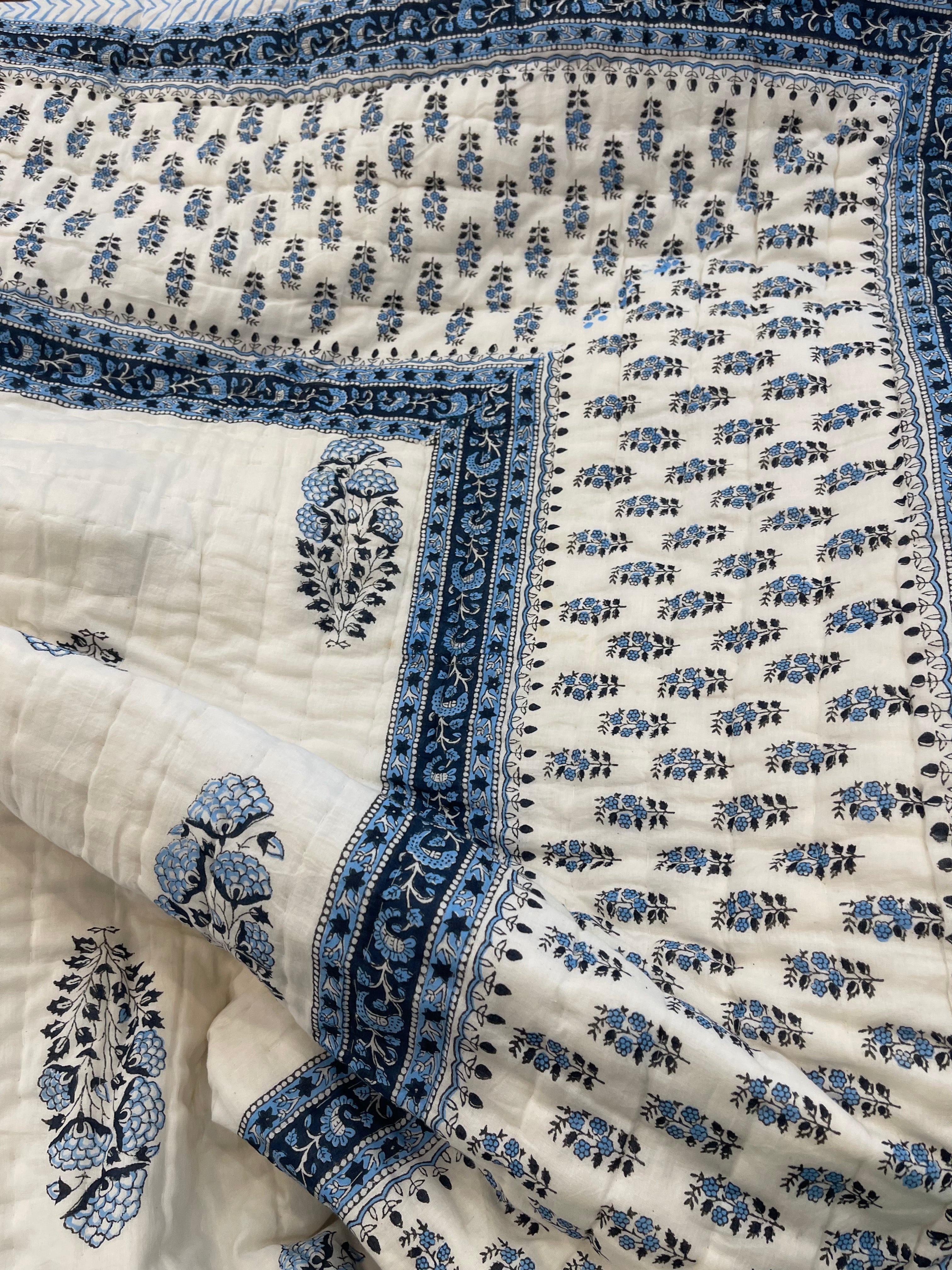 Jaipuri Razai - Blue Meadow