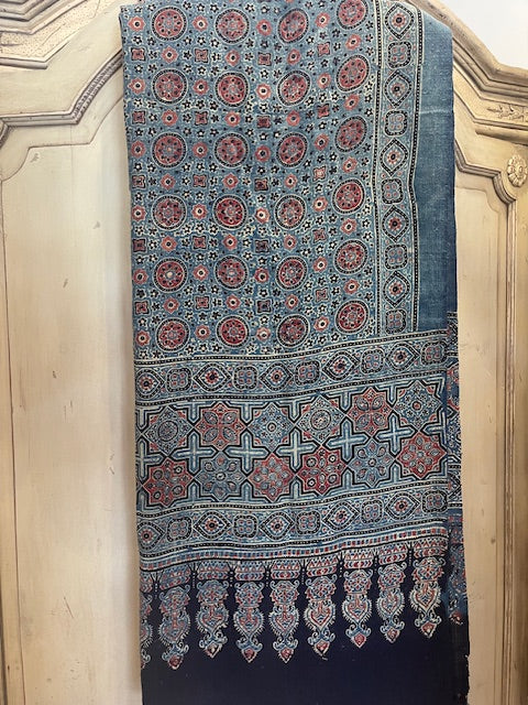 Matka Silk Scarf - Ajrakh Indigo