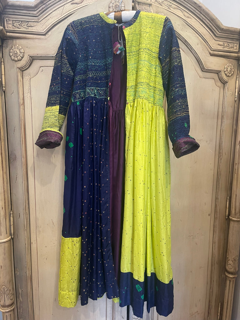 NILGIRI 51 Silk Jacket  - Indigo Bandhani