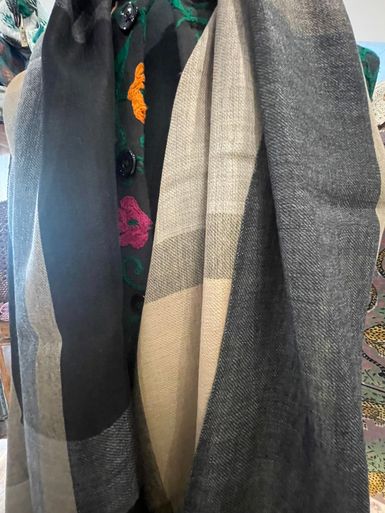 Fine Merino Wool Scarf - Charcoal