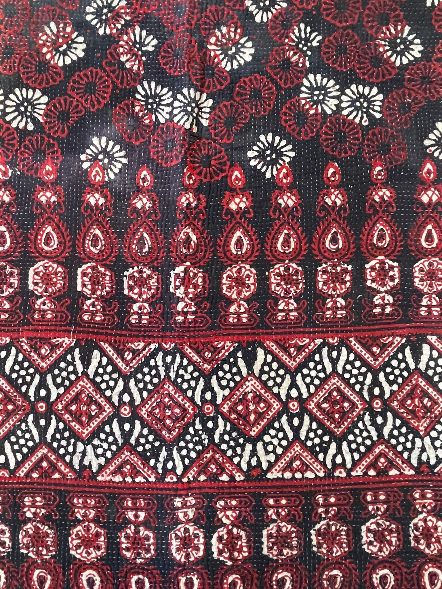 VINTAGE AJRAKH KANTHA  - Indigo Meadow