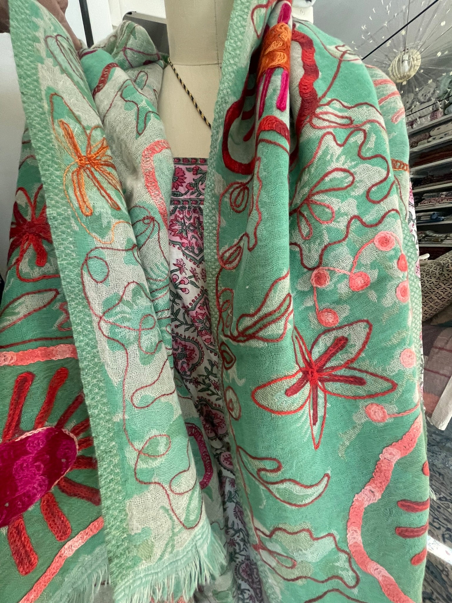 Embroidered Wool Scarf - TROPICS