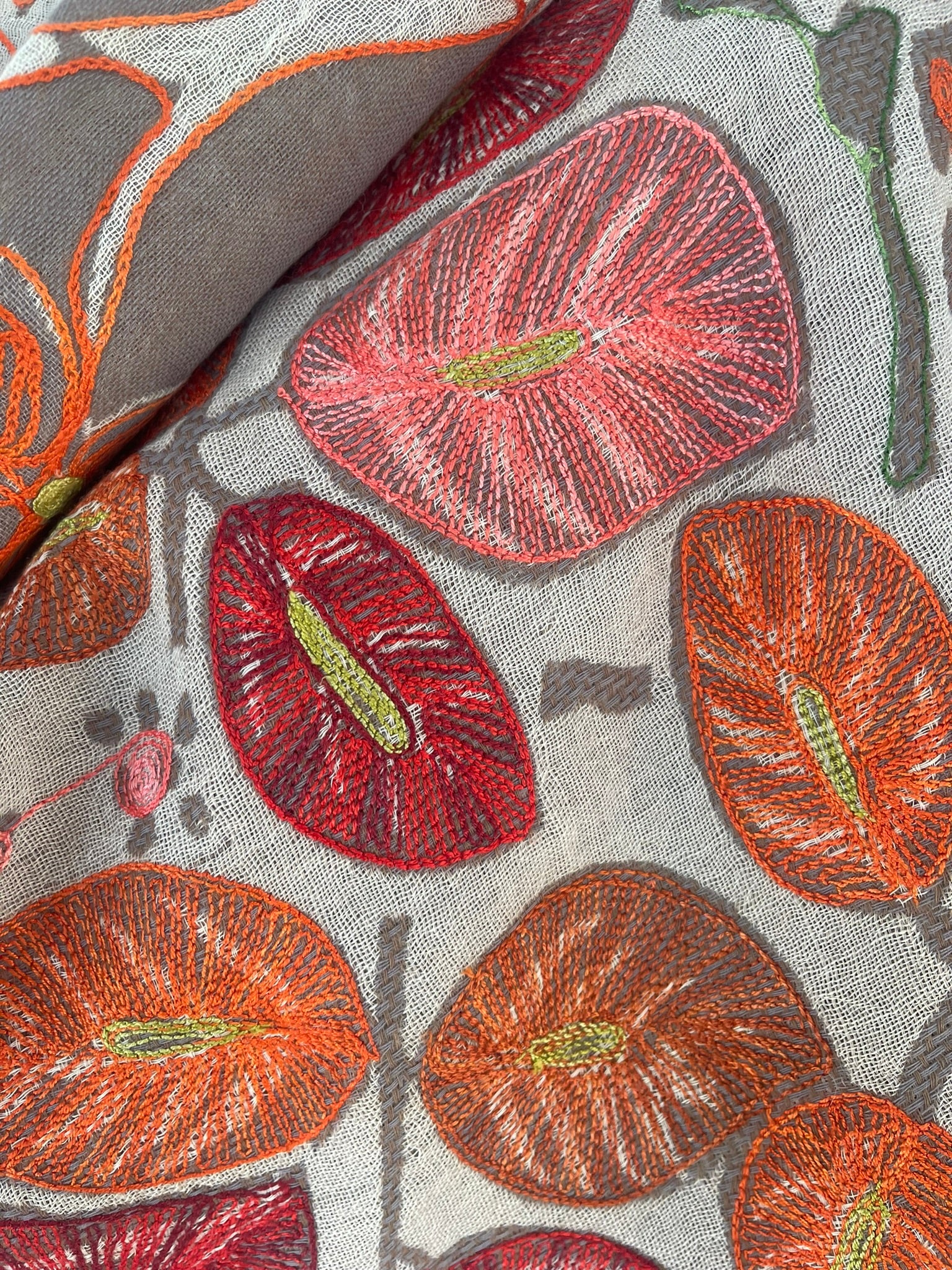 Embroidered Wool Scarf - DESERT FLORAL