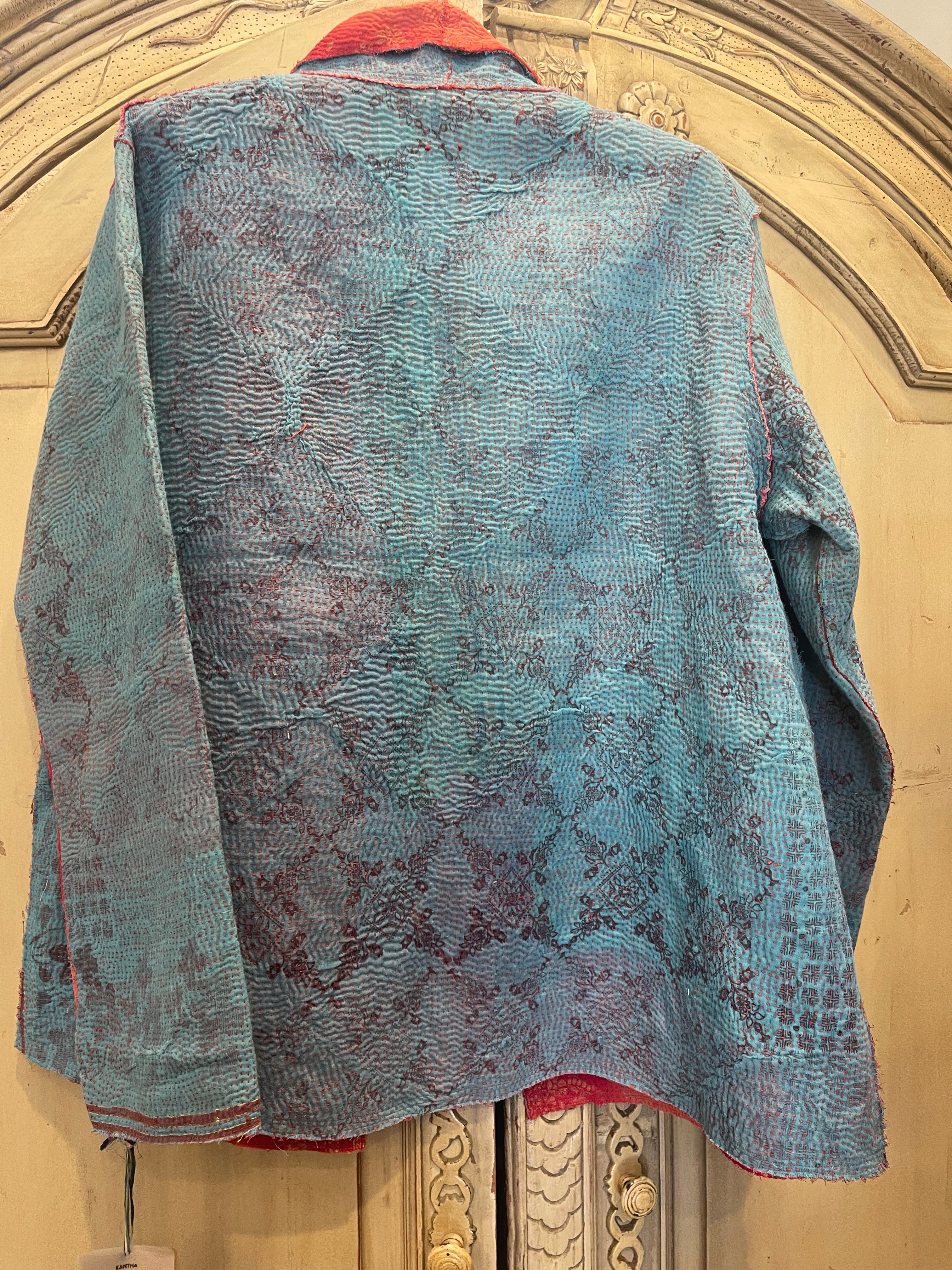DVE Vintage Kantha Coat - TROPICAL LAGOON