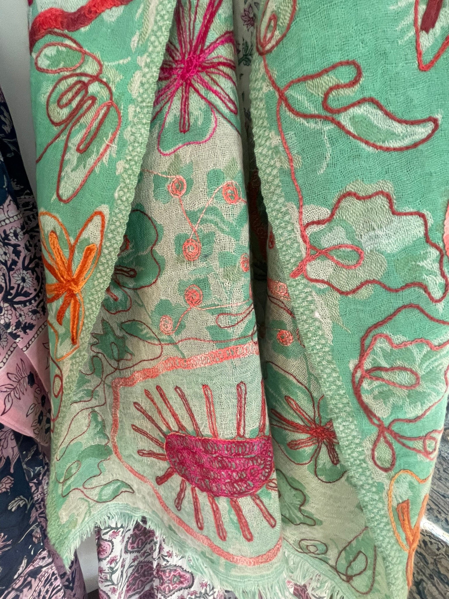 Embroidered Wool Scarf - TROPICS