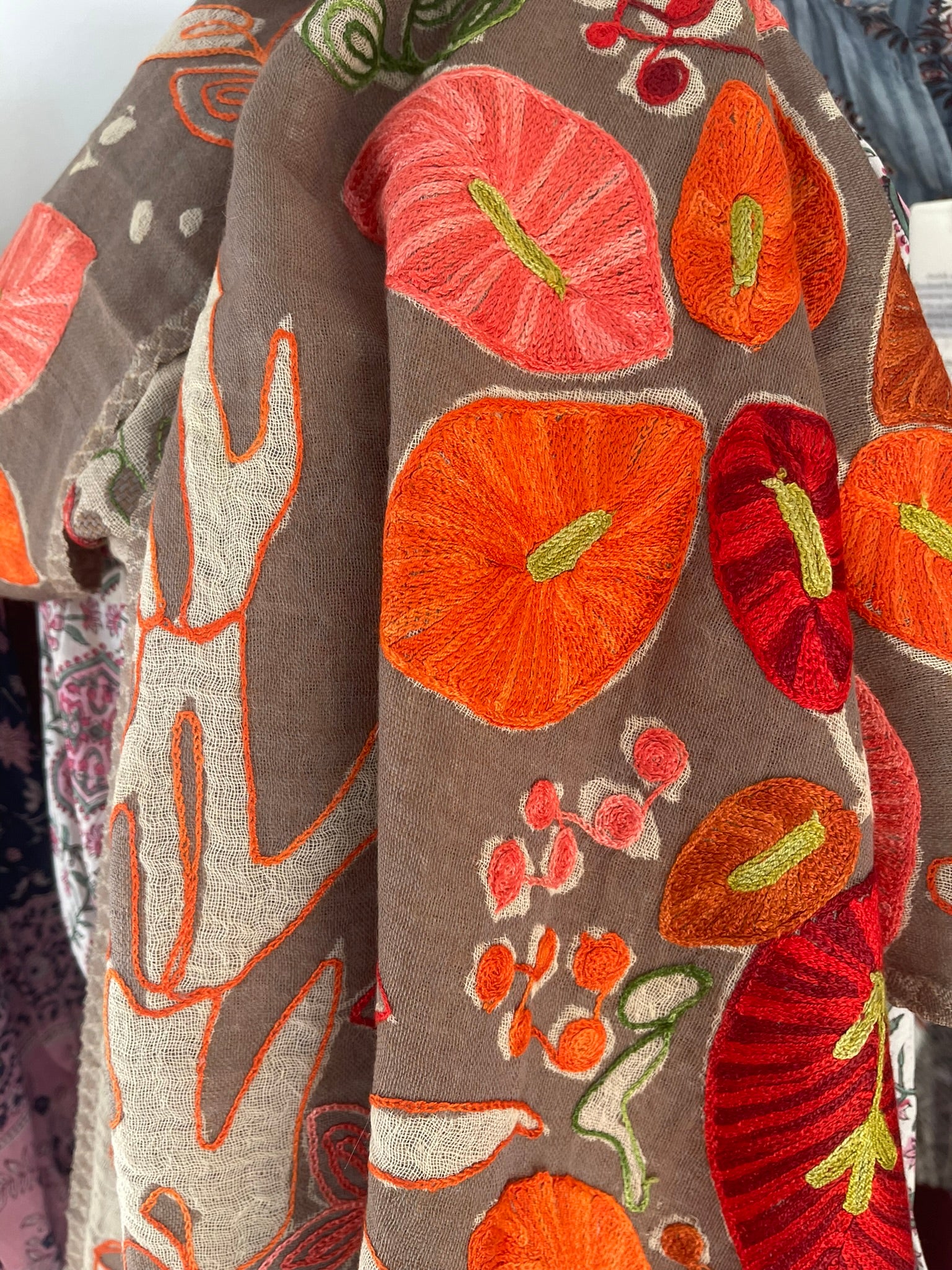 Embroidered Wool Scarf - DESERT FLORAL