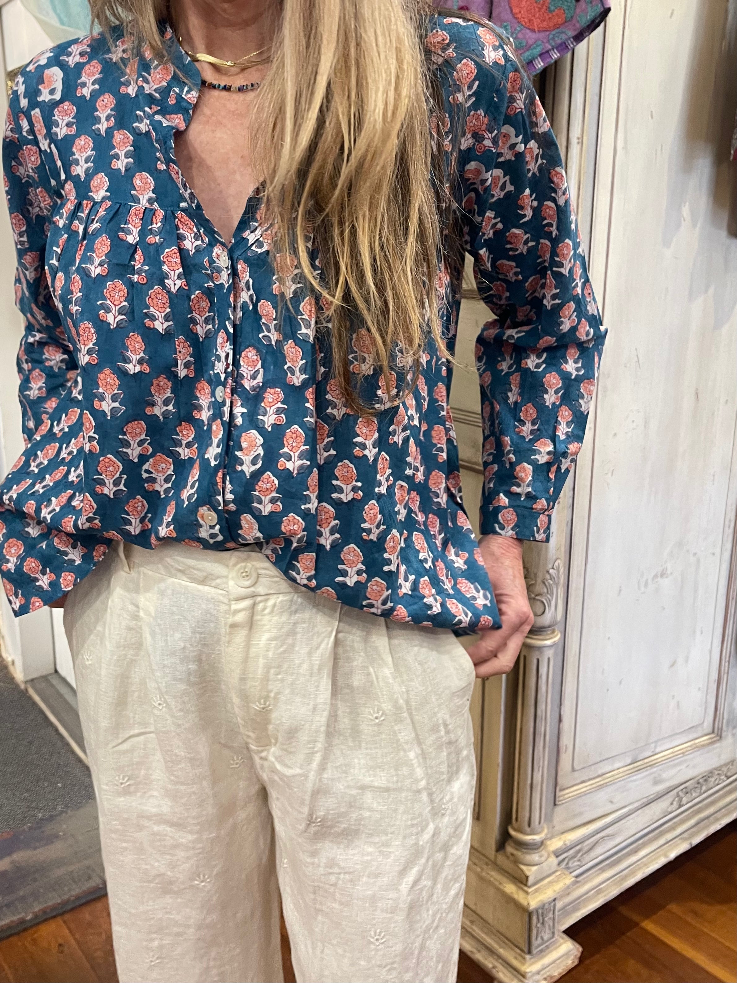 Handblock Printed Blouse - ENGLISH GARDEN