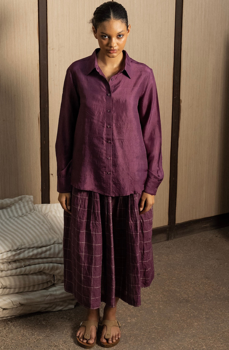 VAMIKA SILK SHIRT - Eggplant