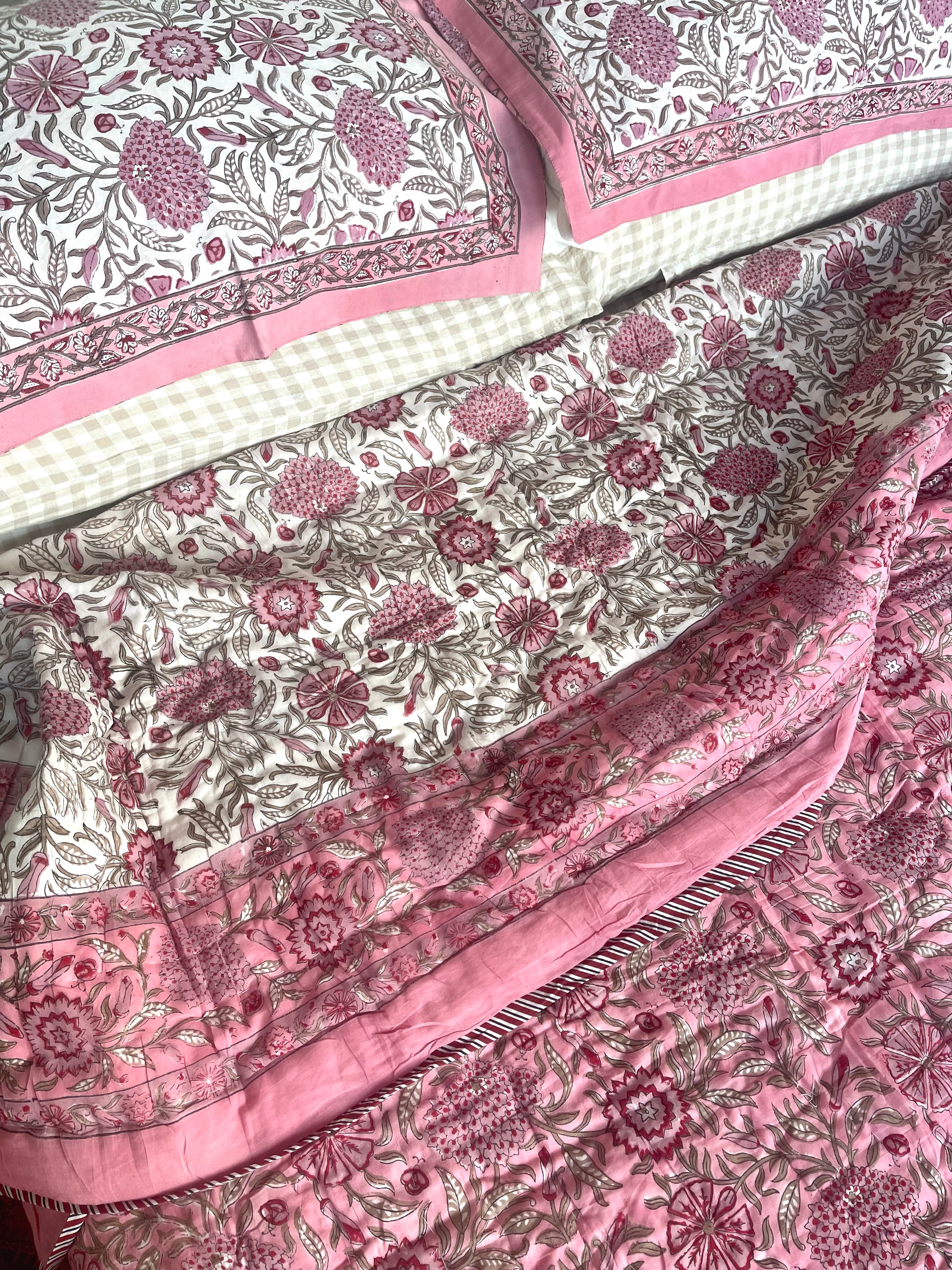 Jaipuri Cotton Quilt - Floral Boudoir