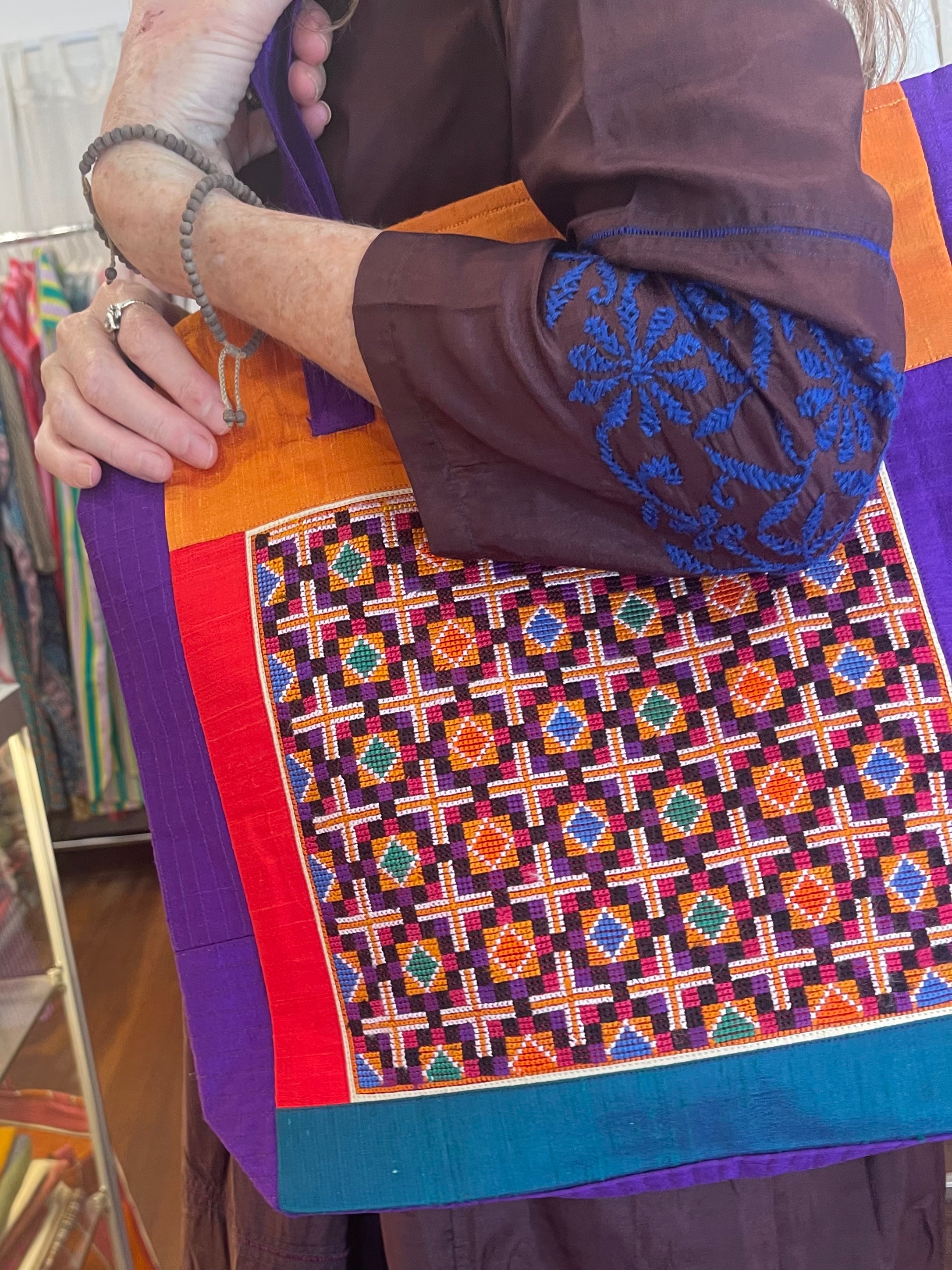 Embroidered JAT TOTE - Purple Sunset
