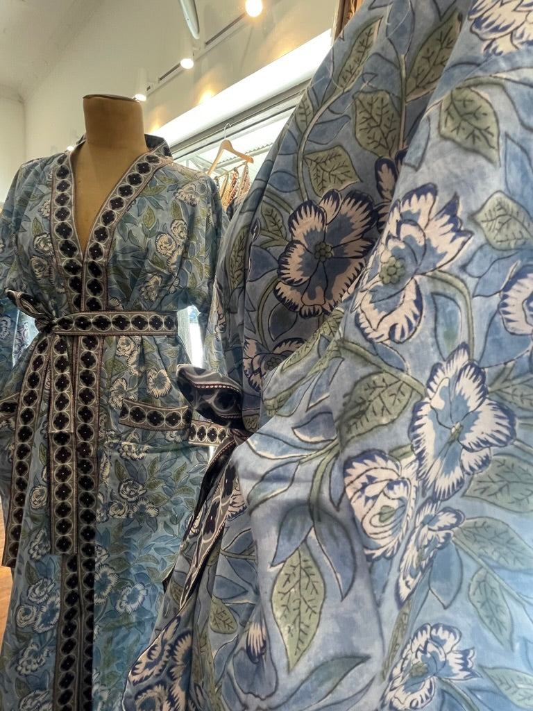 Cotton KIMONO - SKY Block print