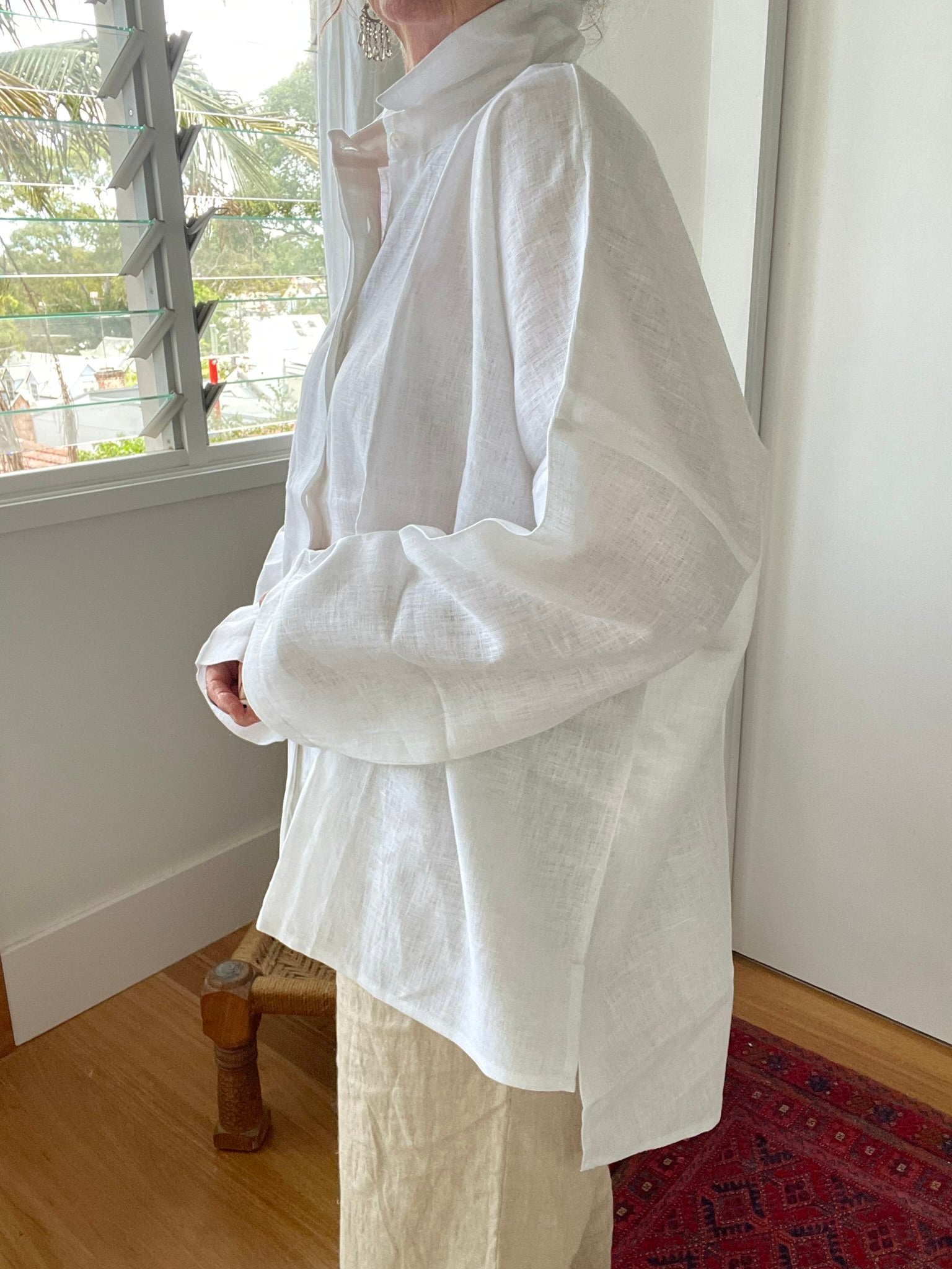 LINEN OVERSIZE SHIRT - White