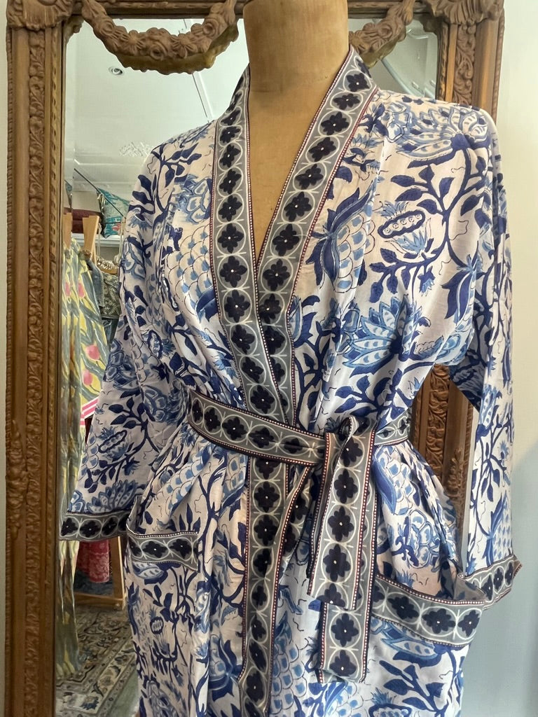 Cotton KIMONO - FRESH MORNING Blockprint