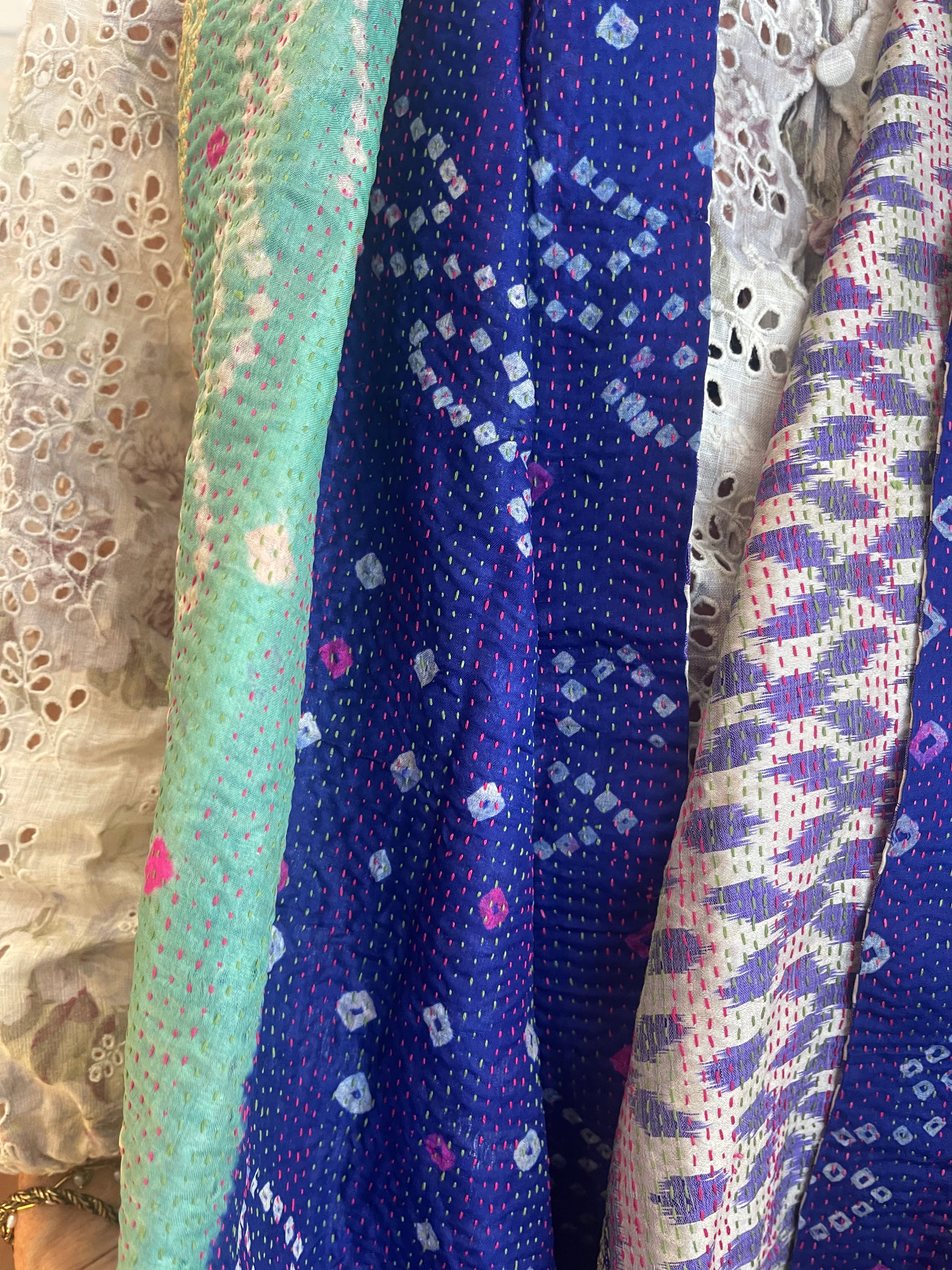 Kantha Silk Muffler - Violet Ikat
