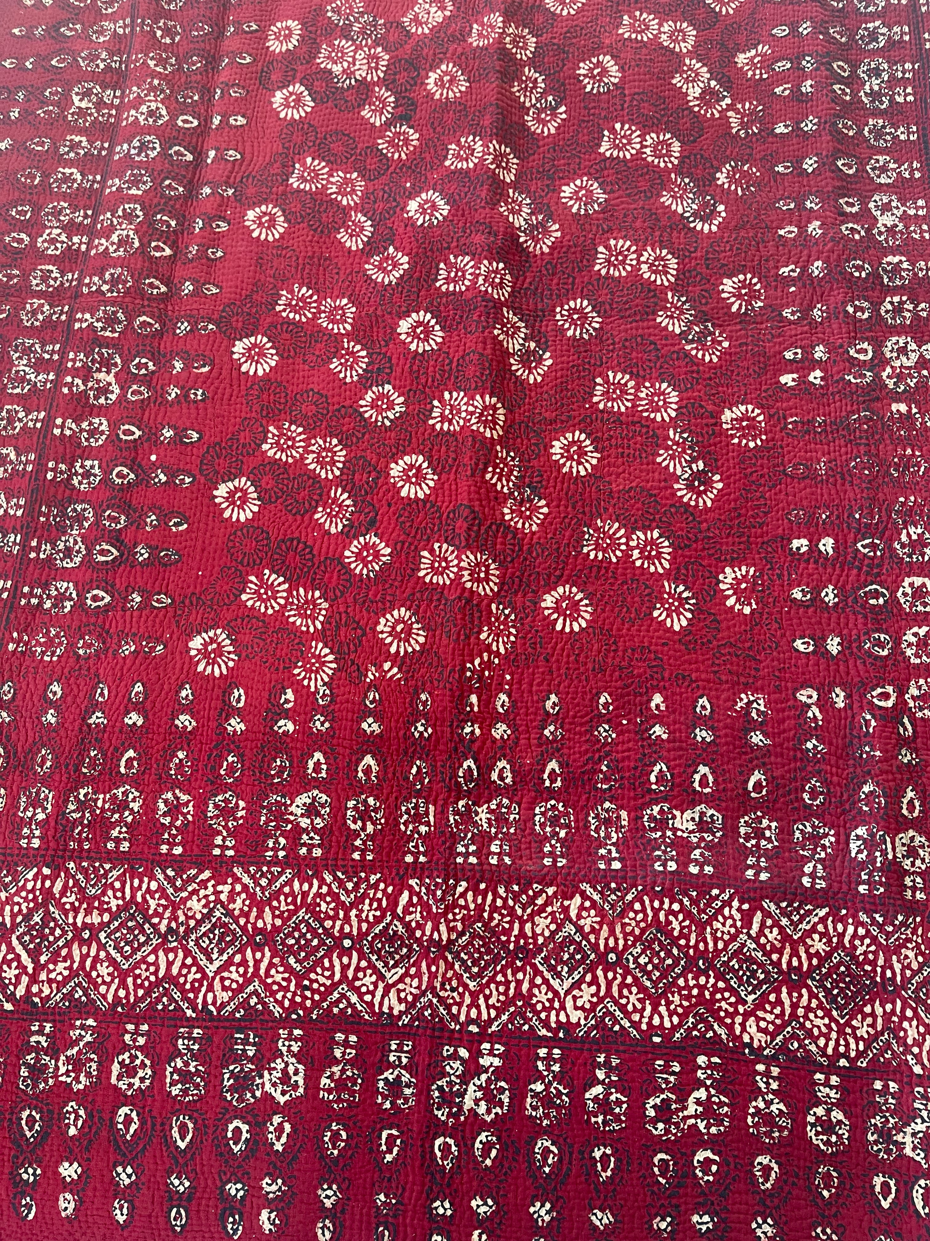 VINTAGE AJRAKH KANTHA - Madder Meadow