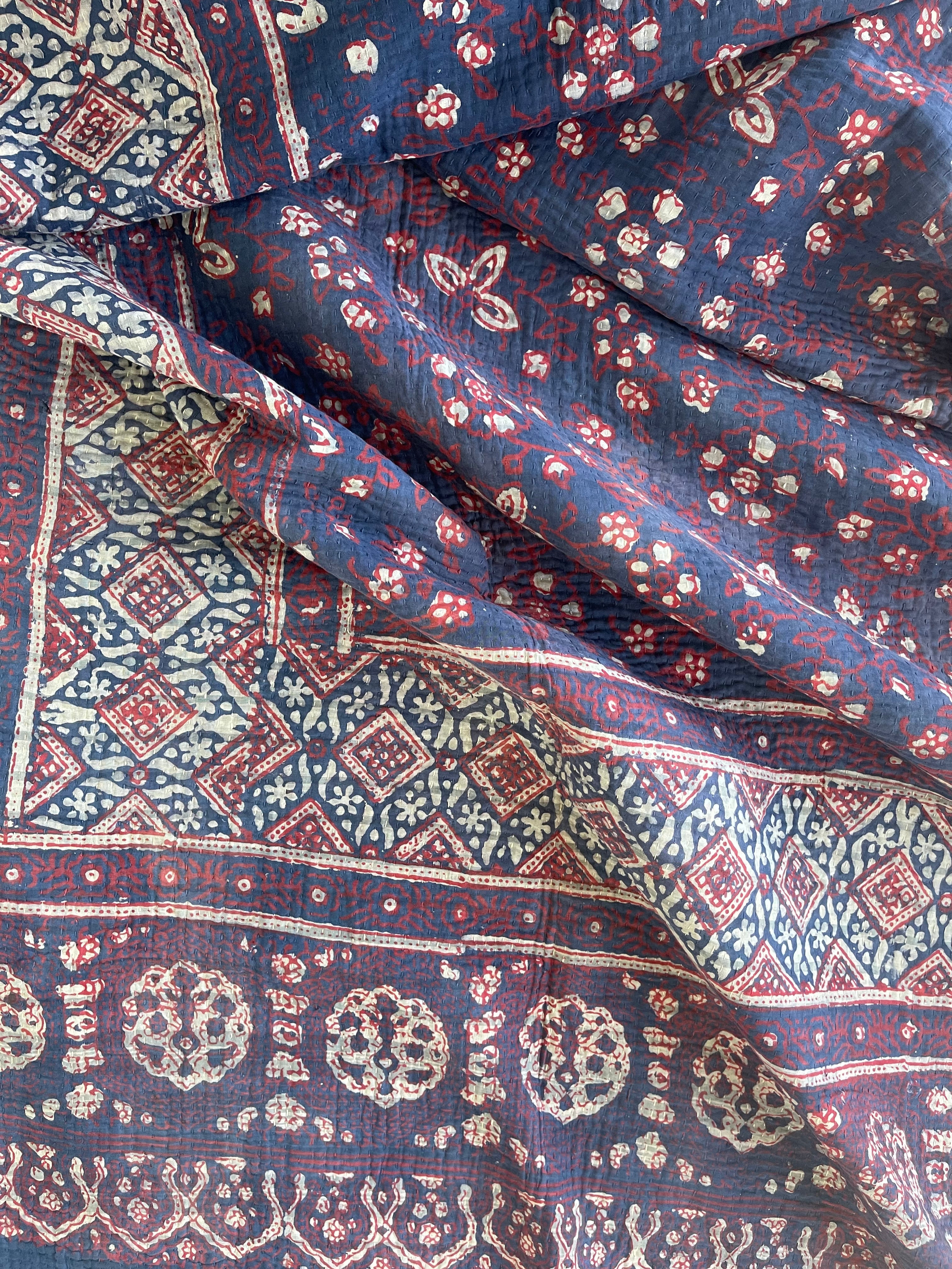 VINTAGE AJAKH KANTHA - Indigo Patch