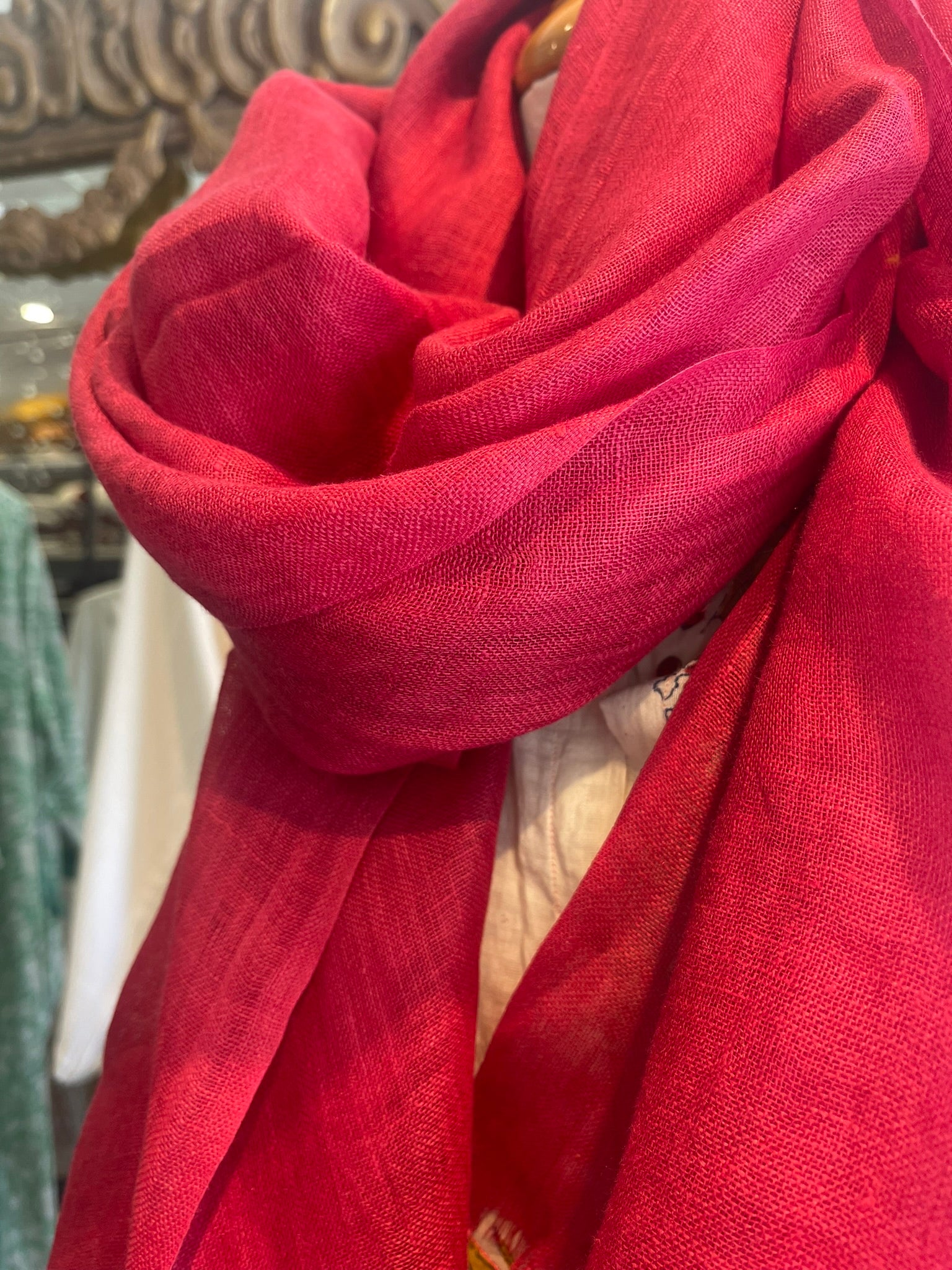 Linen Scarf - Cherry