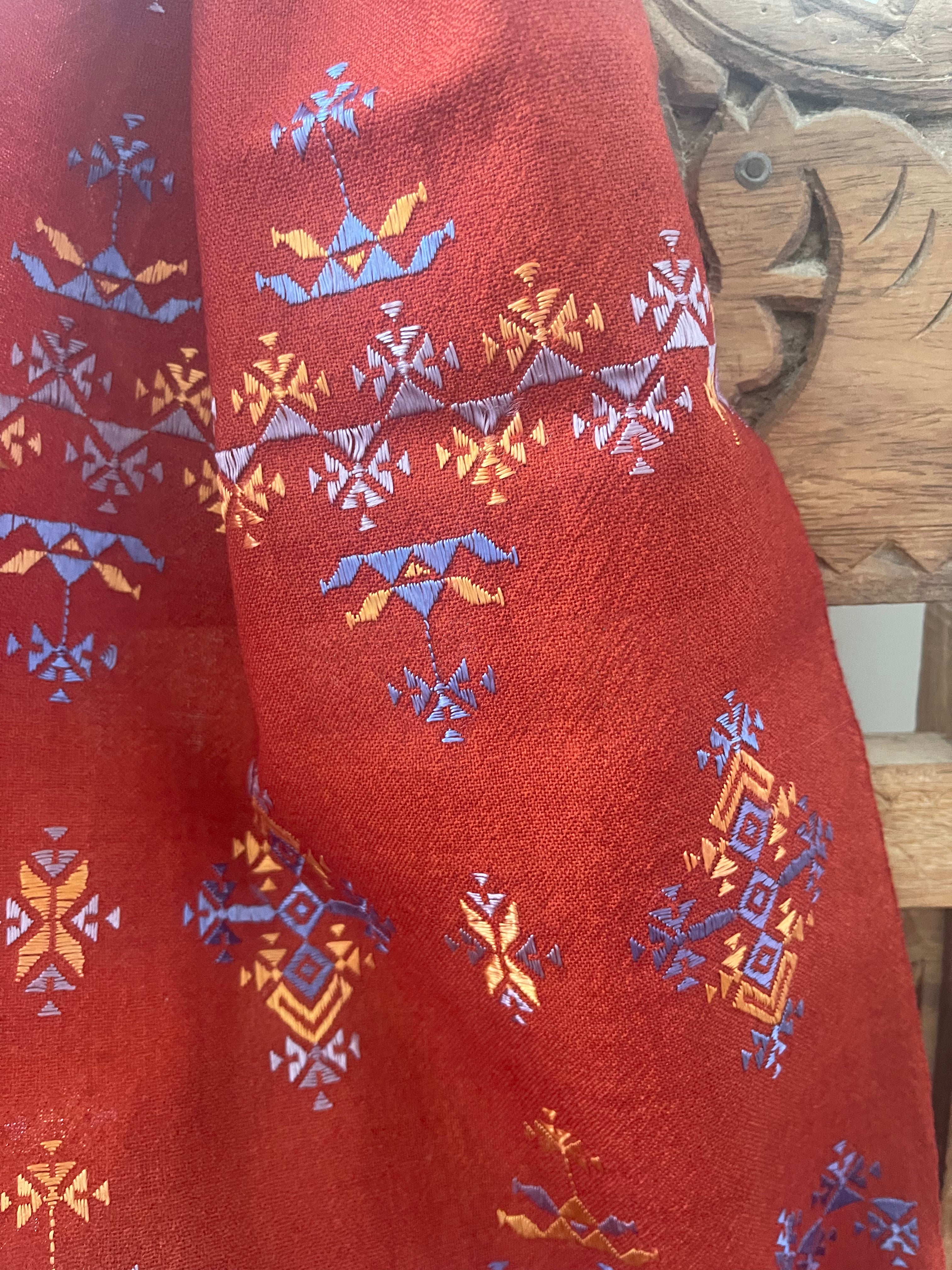 Soof Embroidered Wool Muffler - Rich Earth
