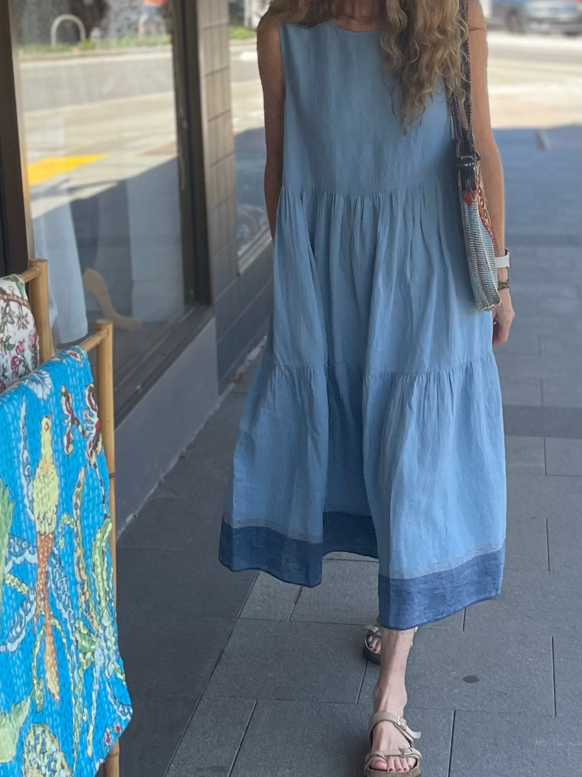 VIDYA LINEN DRESS - SKY