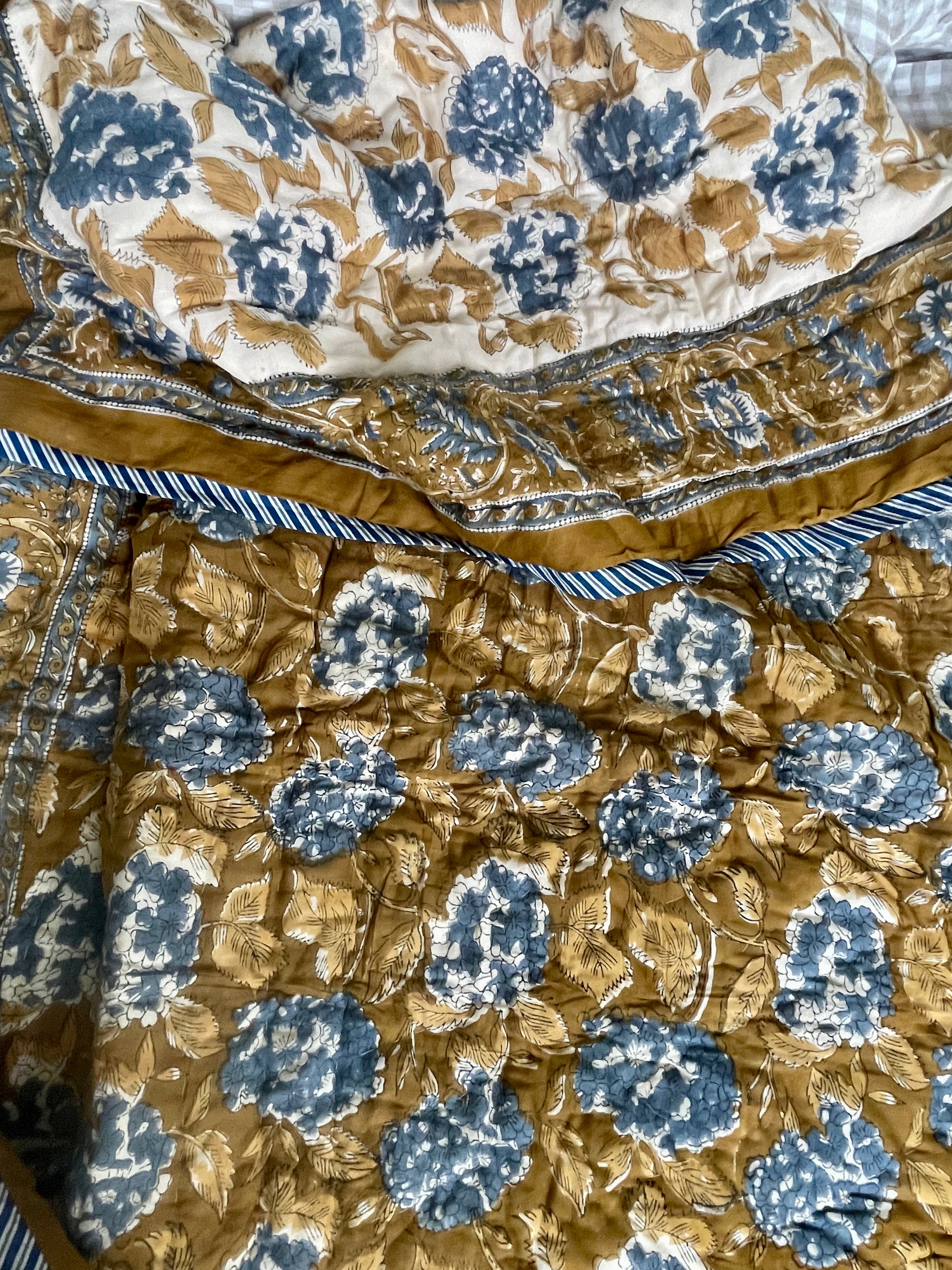 Jaipuri Cotton Quilt - AUTUMN HYDRANGEA