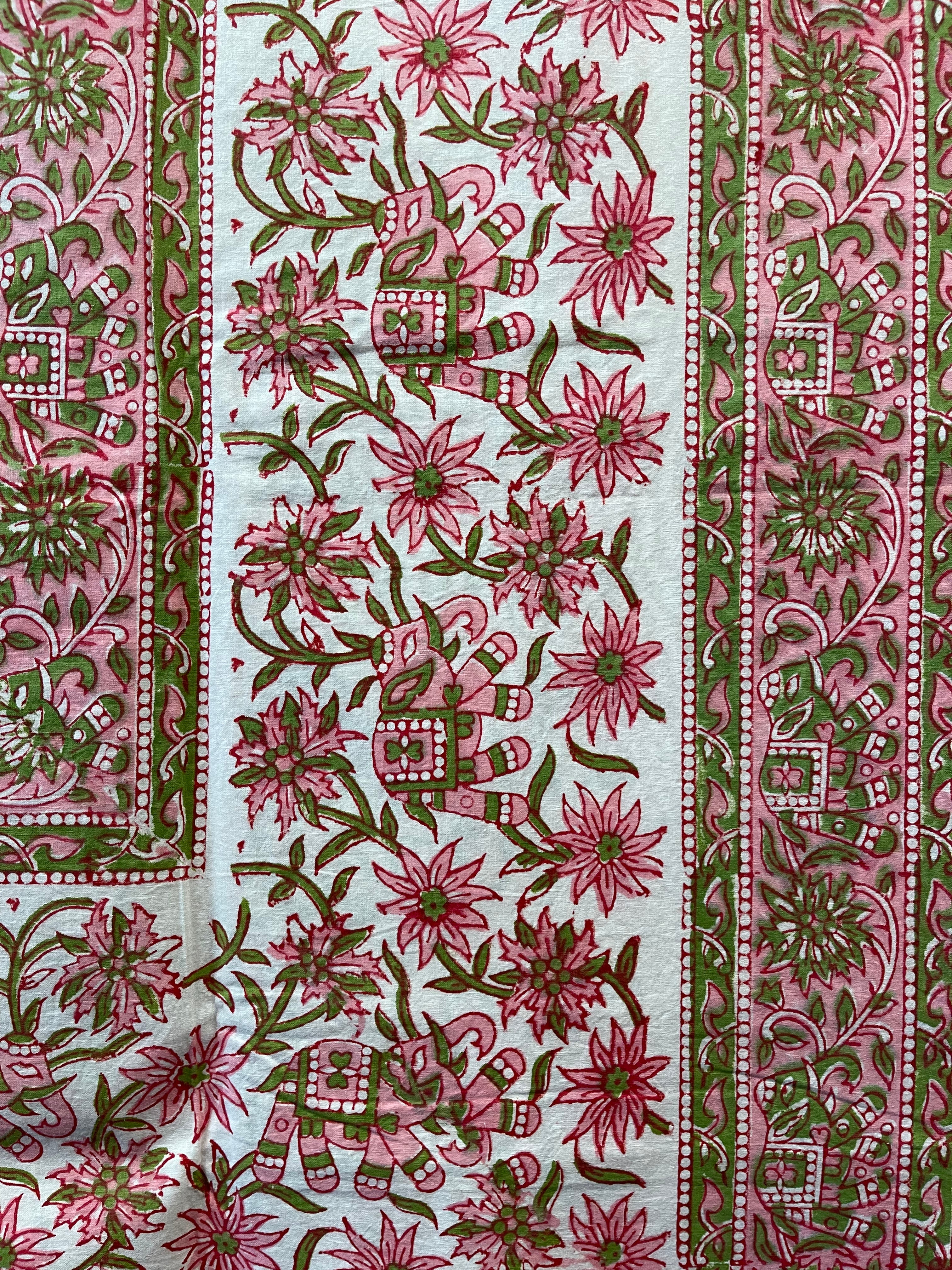 Handblock Printed Tablecloth Rectangular - Ephemera Pink