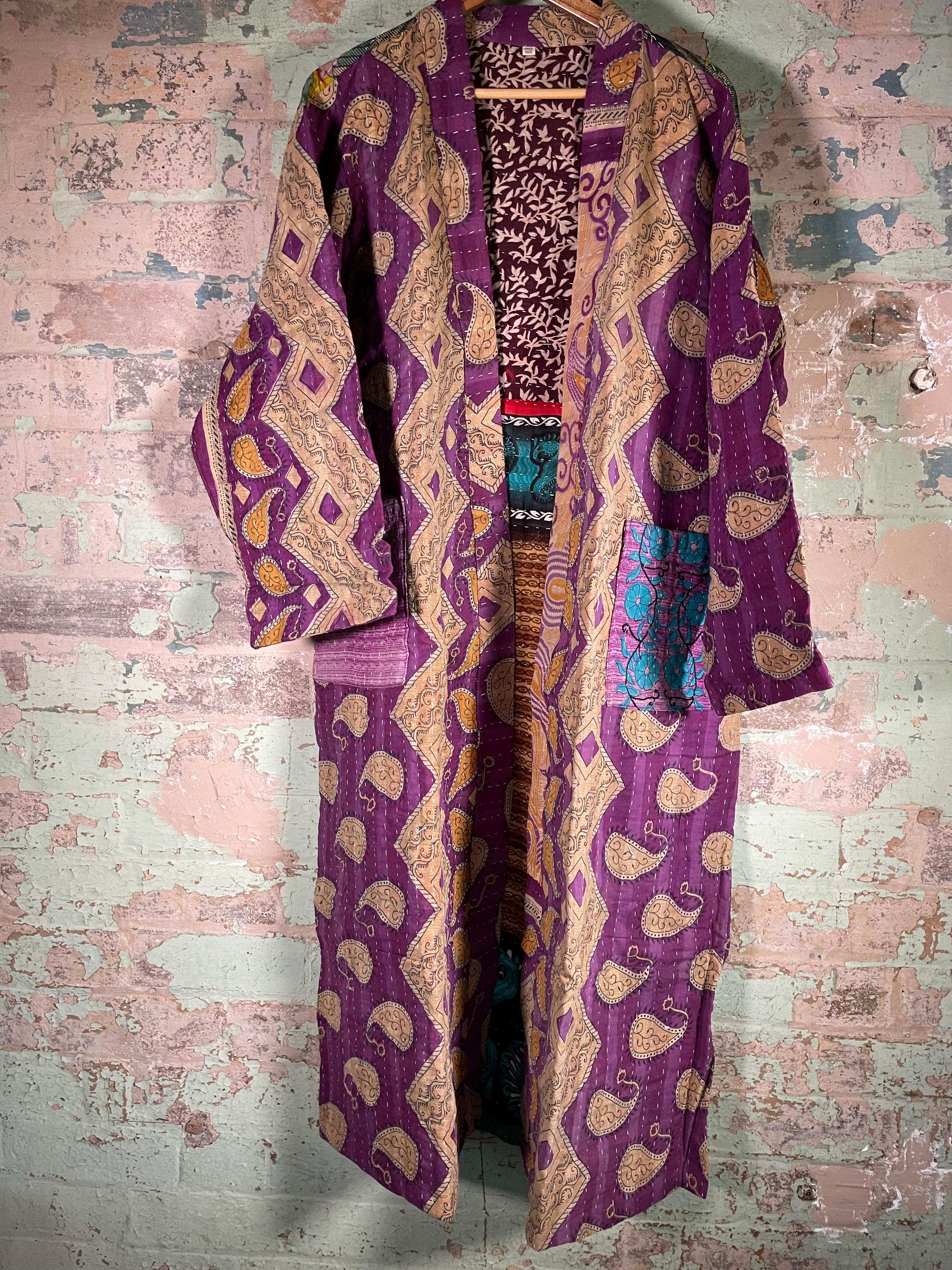 Vintage Kantha Kimono - Vietnamese Rose