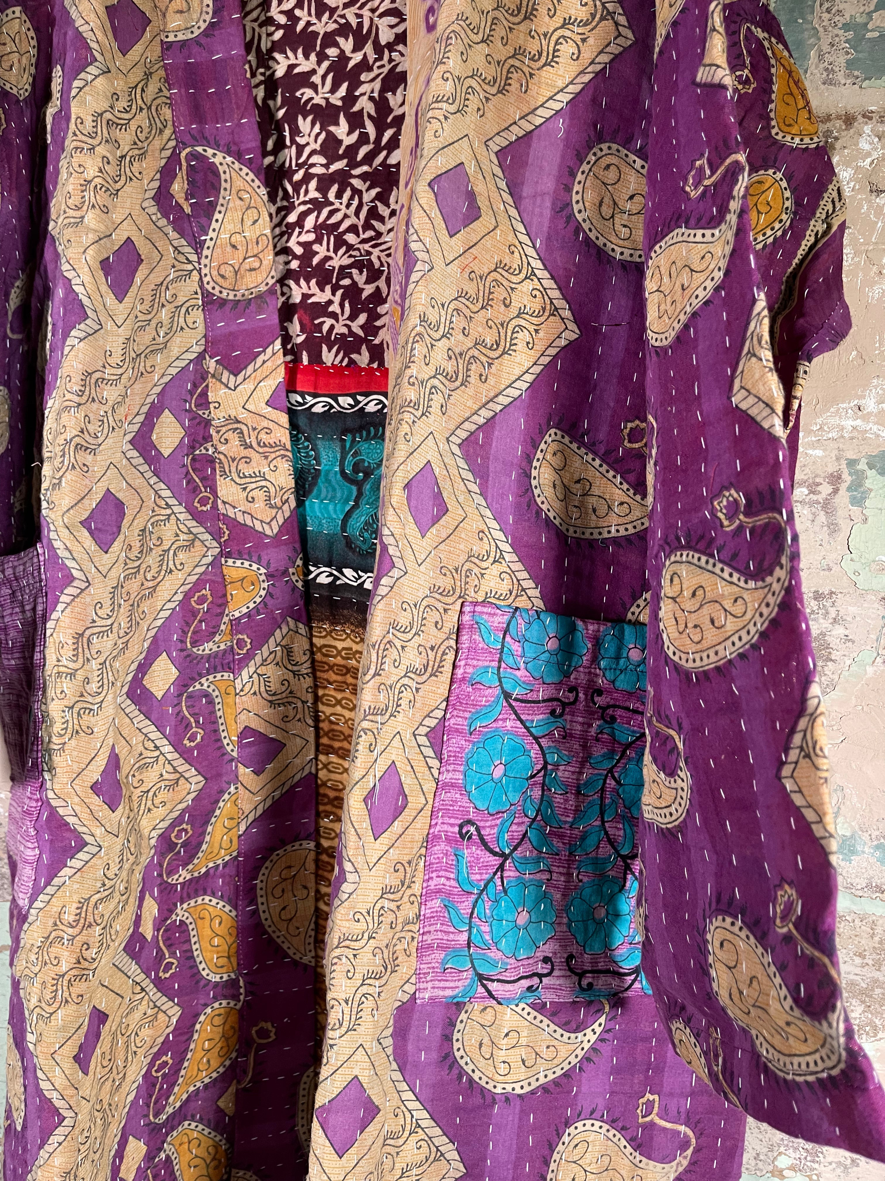 Vintage Kantha Kimono - Vietnamese Rose