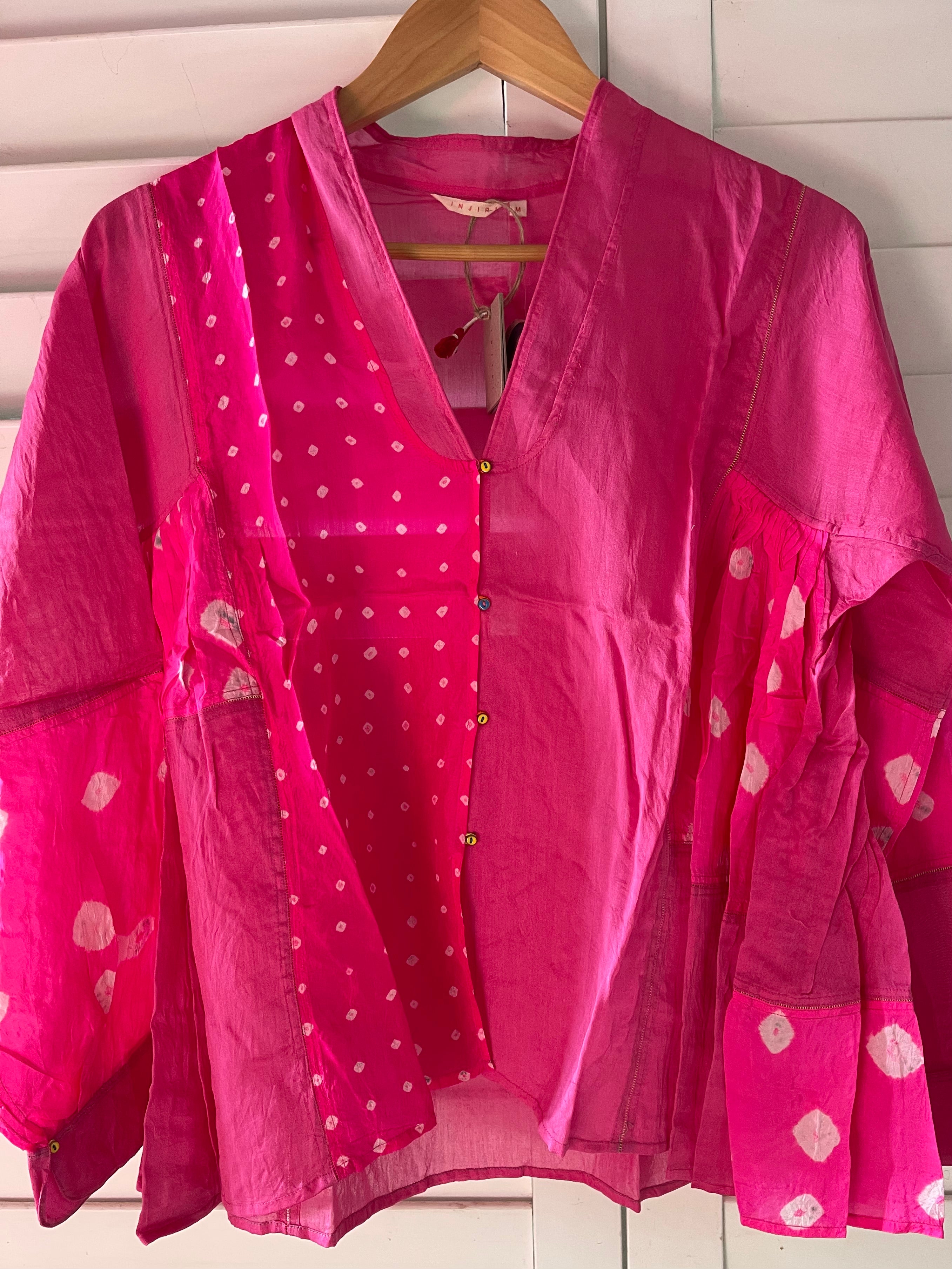 JODHPUR  101 - Silk Bandhani Pink Top