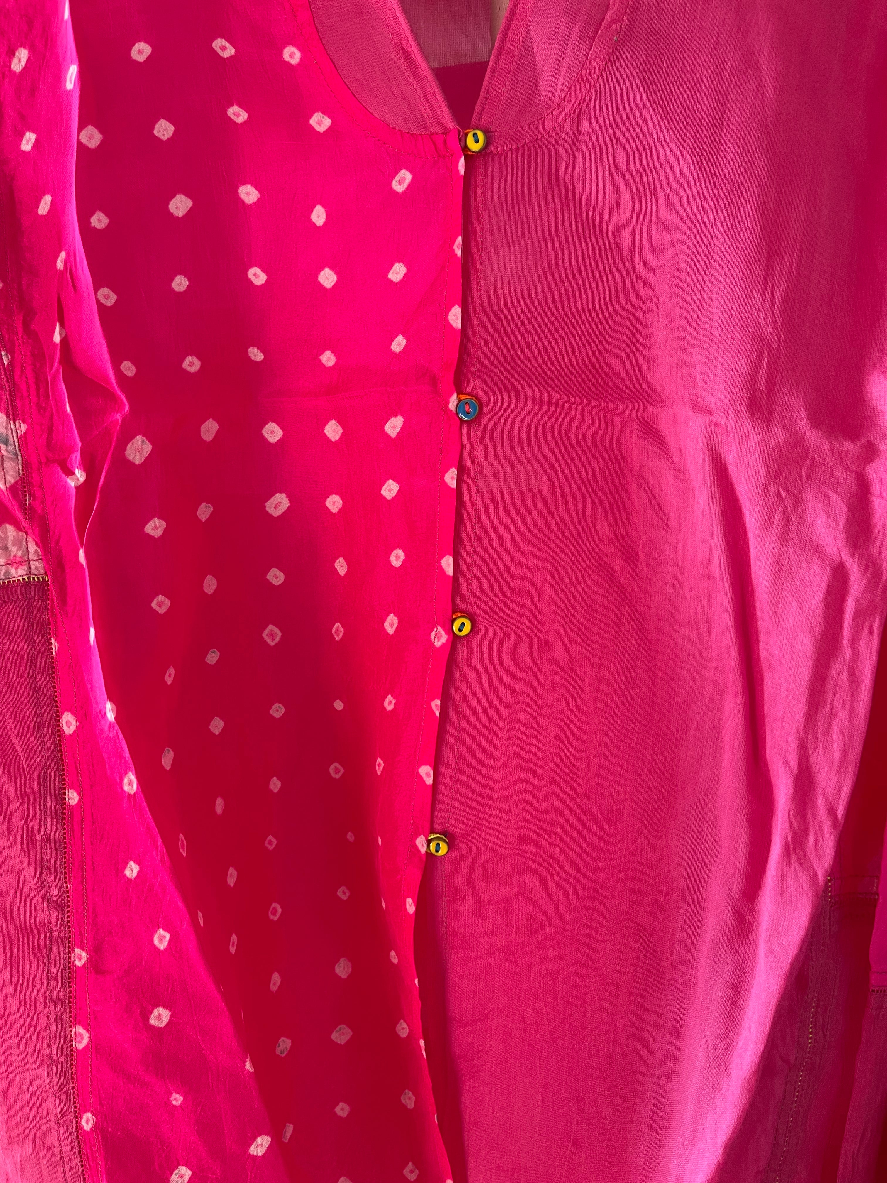 JODHPUR  101 - Silk Bandhani Pink Top