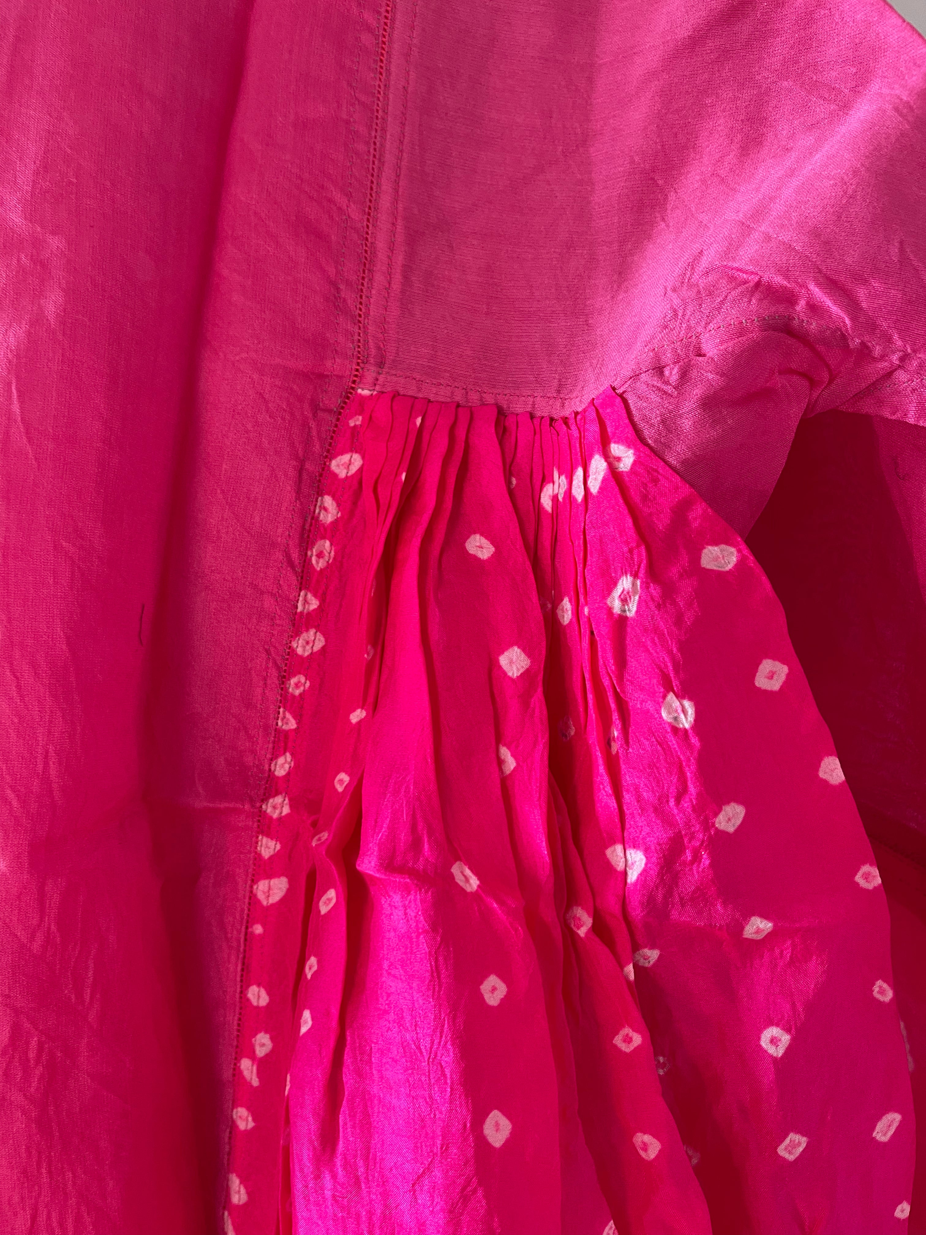 JODHPUR  101 - Silk Bandhani Pink Top