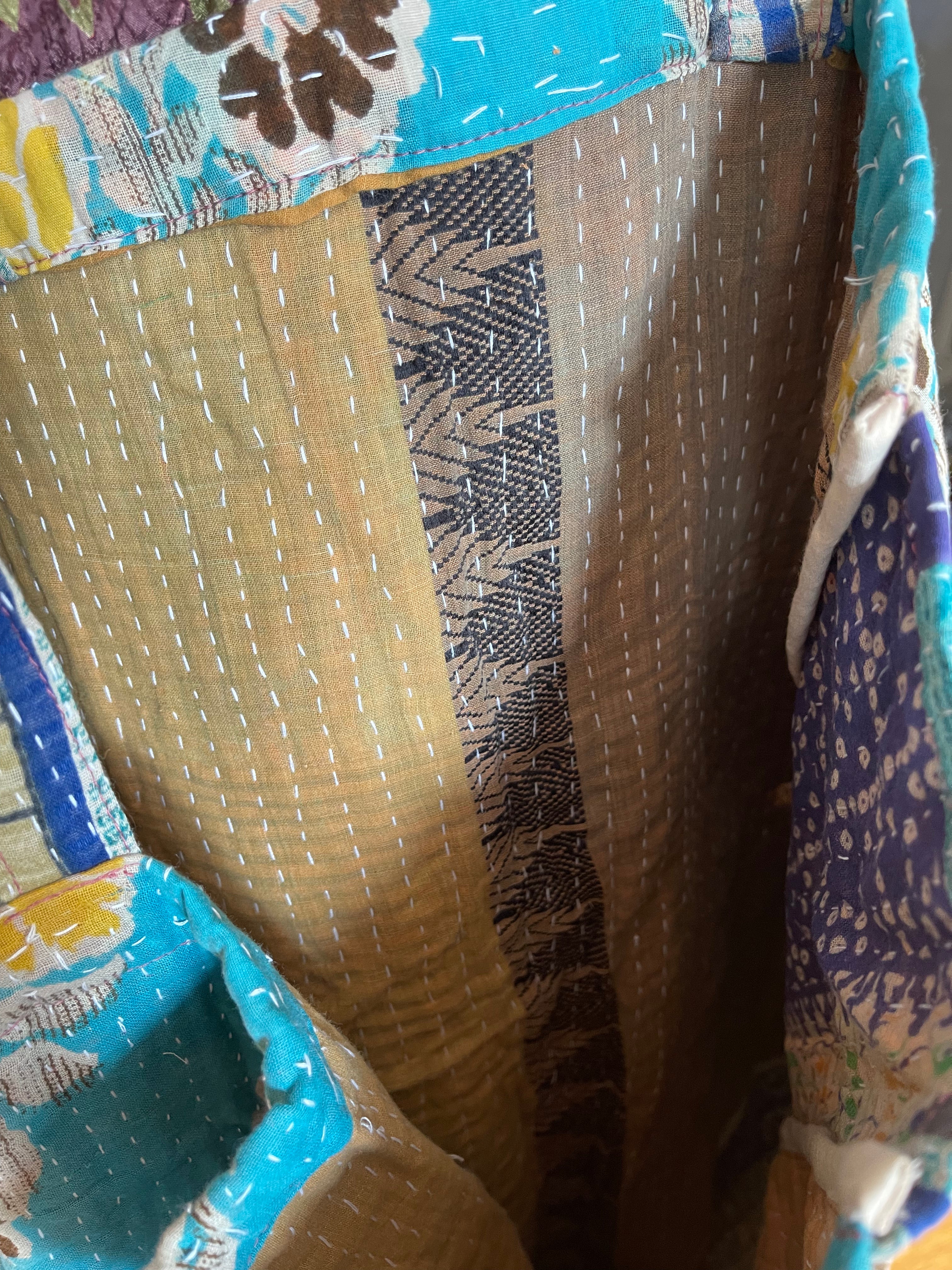 Vintage Kantha Tote - Blue Waters