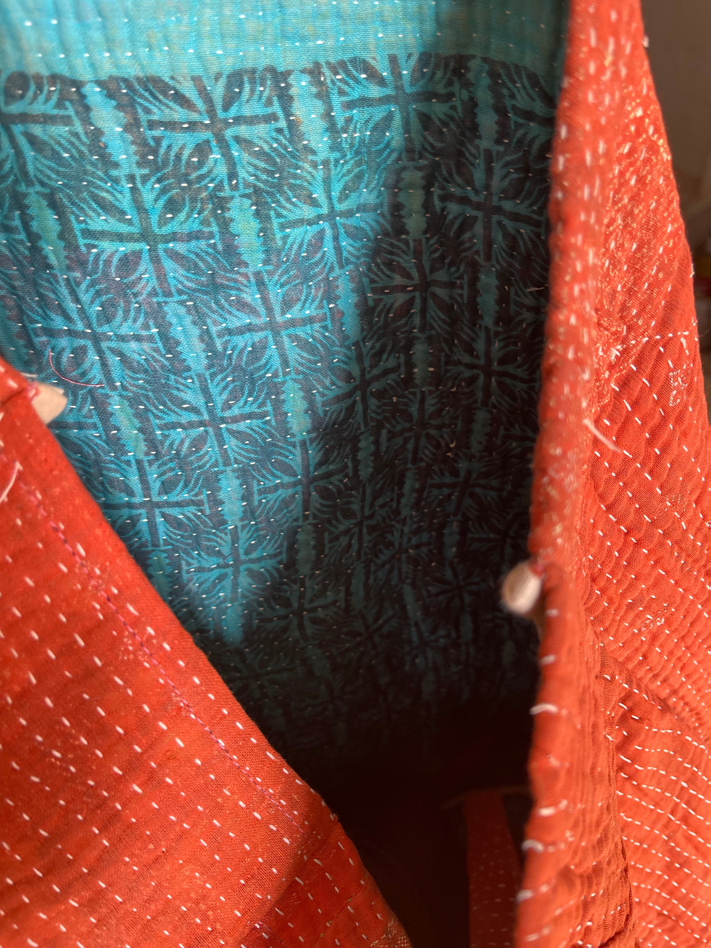 Vintage Kantha Tote - Tangerine