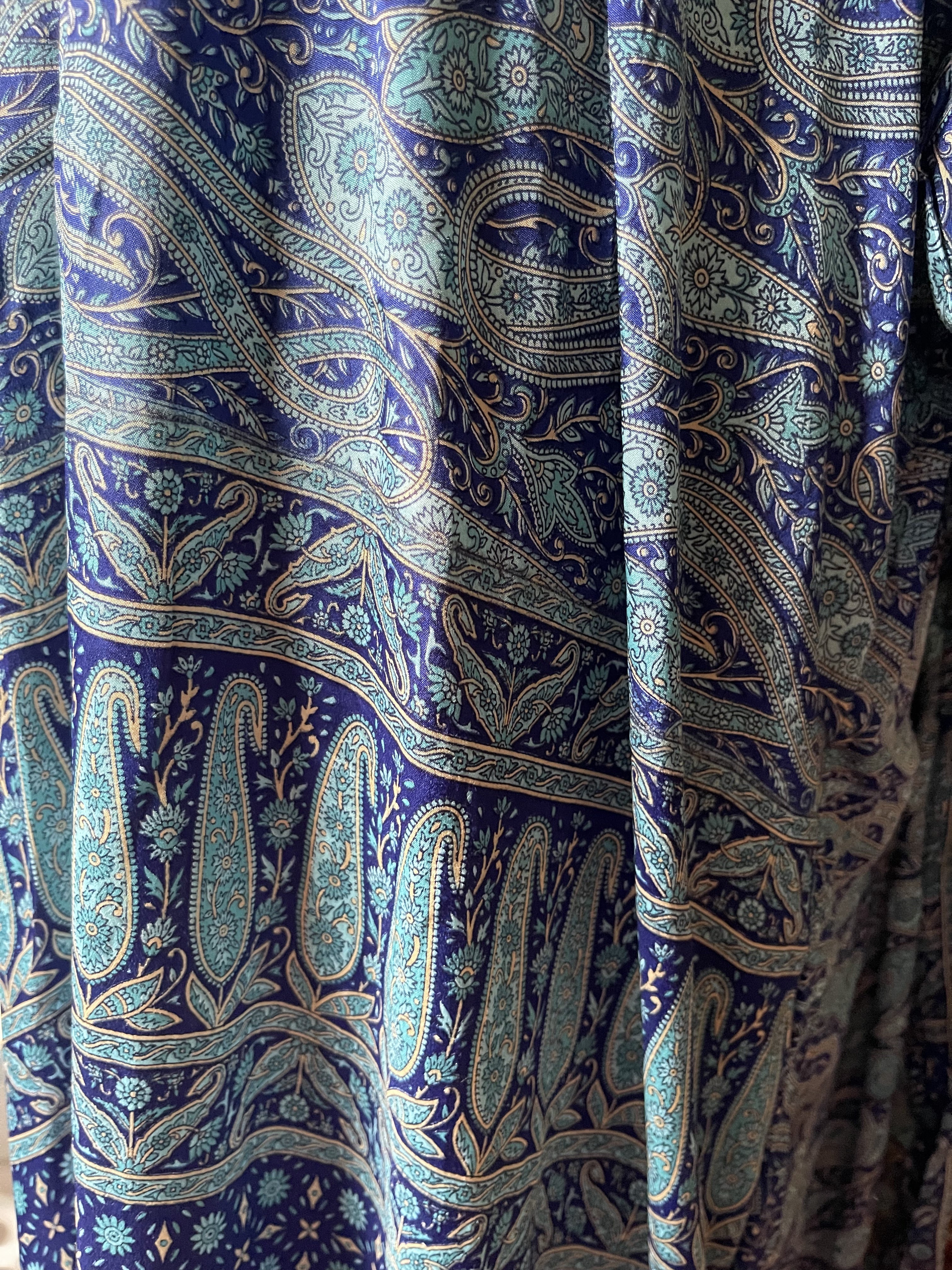 SILK SARI JACKET - Blue Paisley