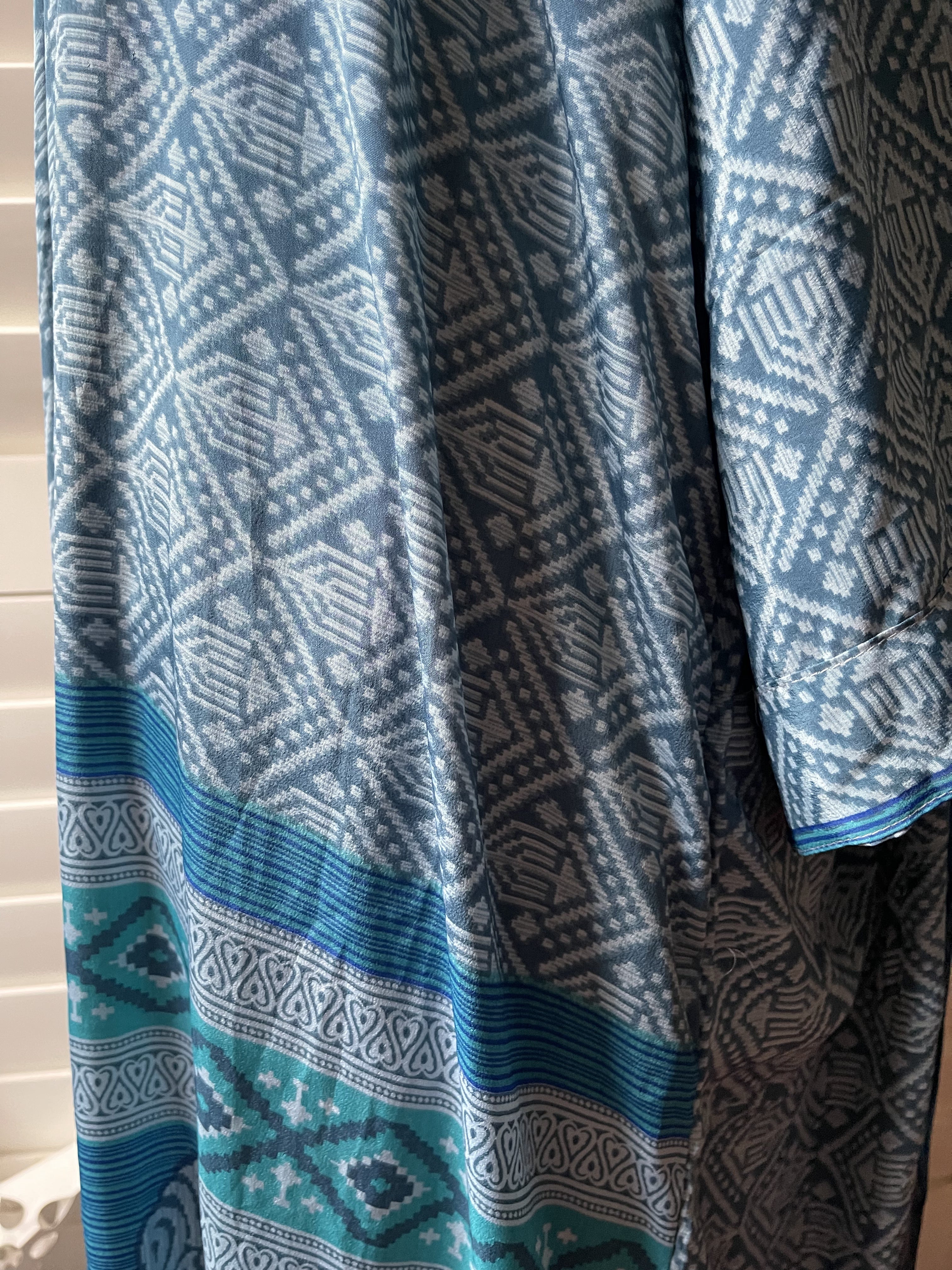 SILK SARI JACKET - Coastal Teal