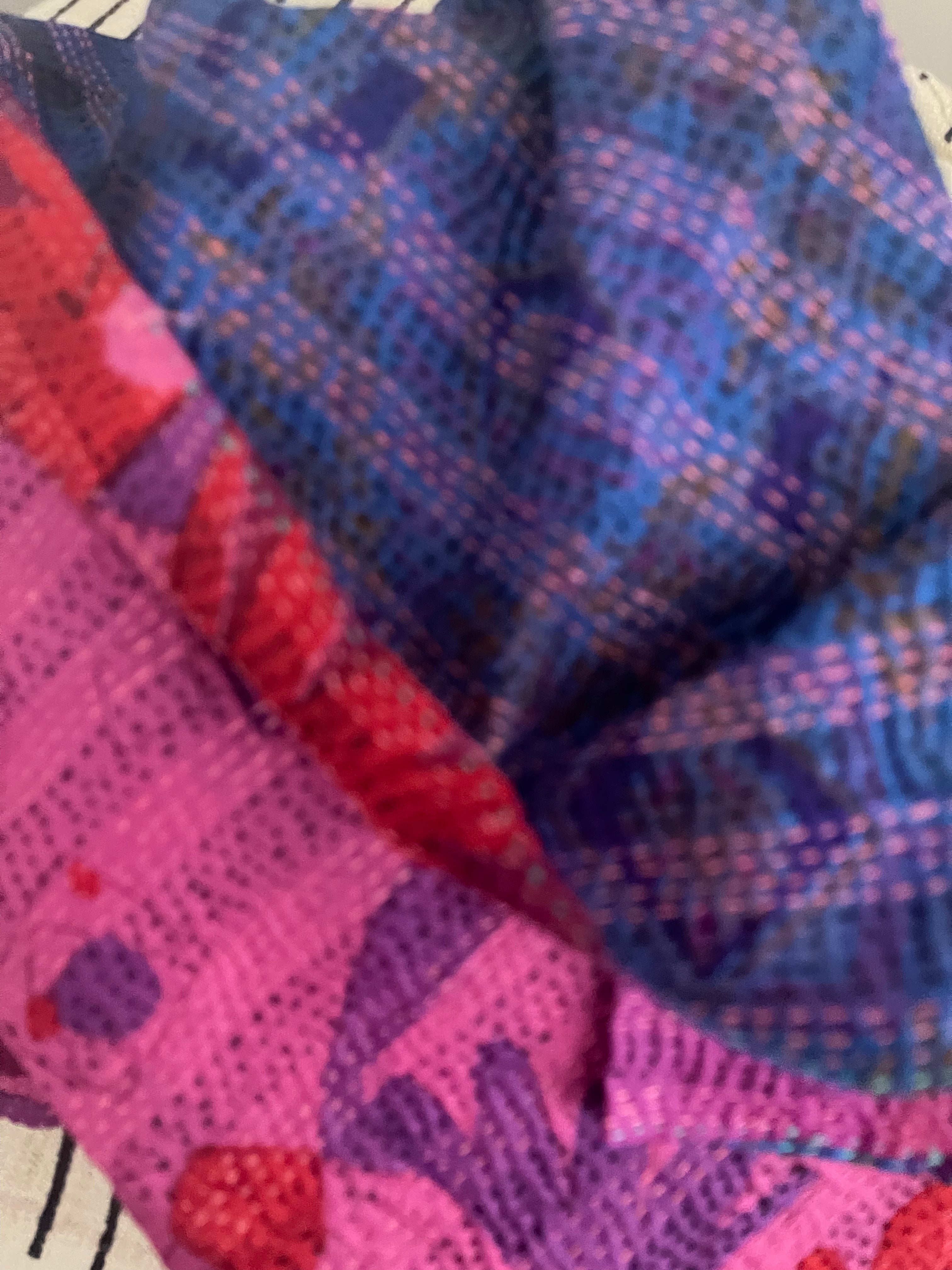 Kantha Silk Muffler - Vibrant Fuchsia