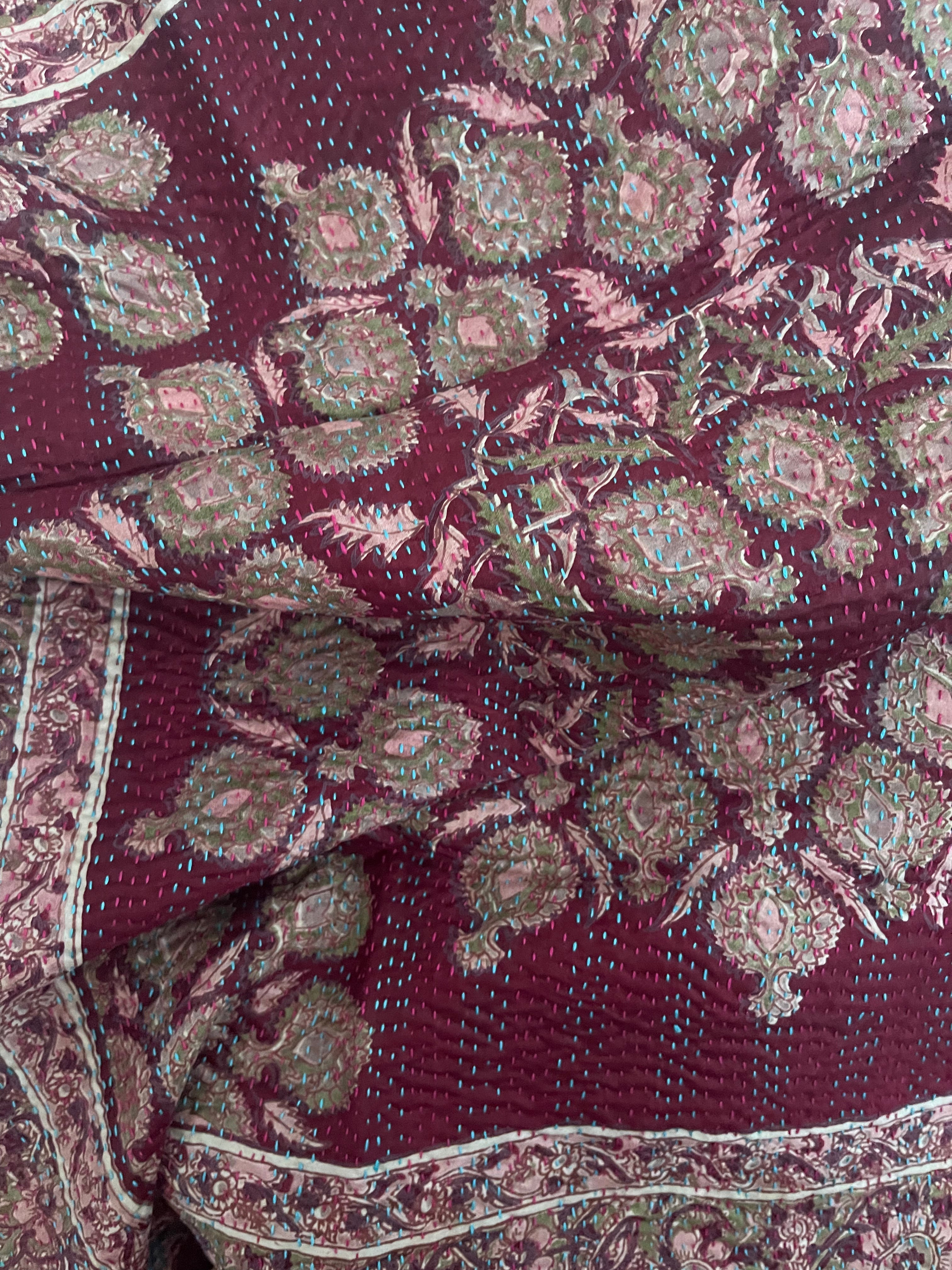 Kantha Silk Muffler - Old Fashioned Floral