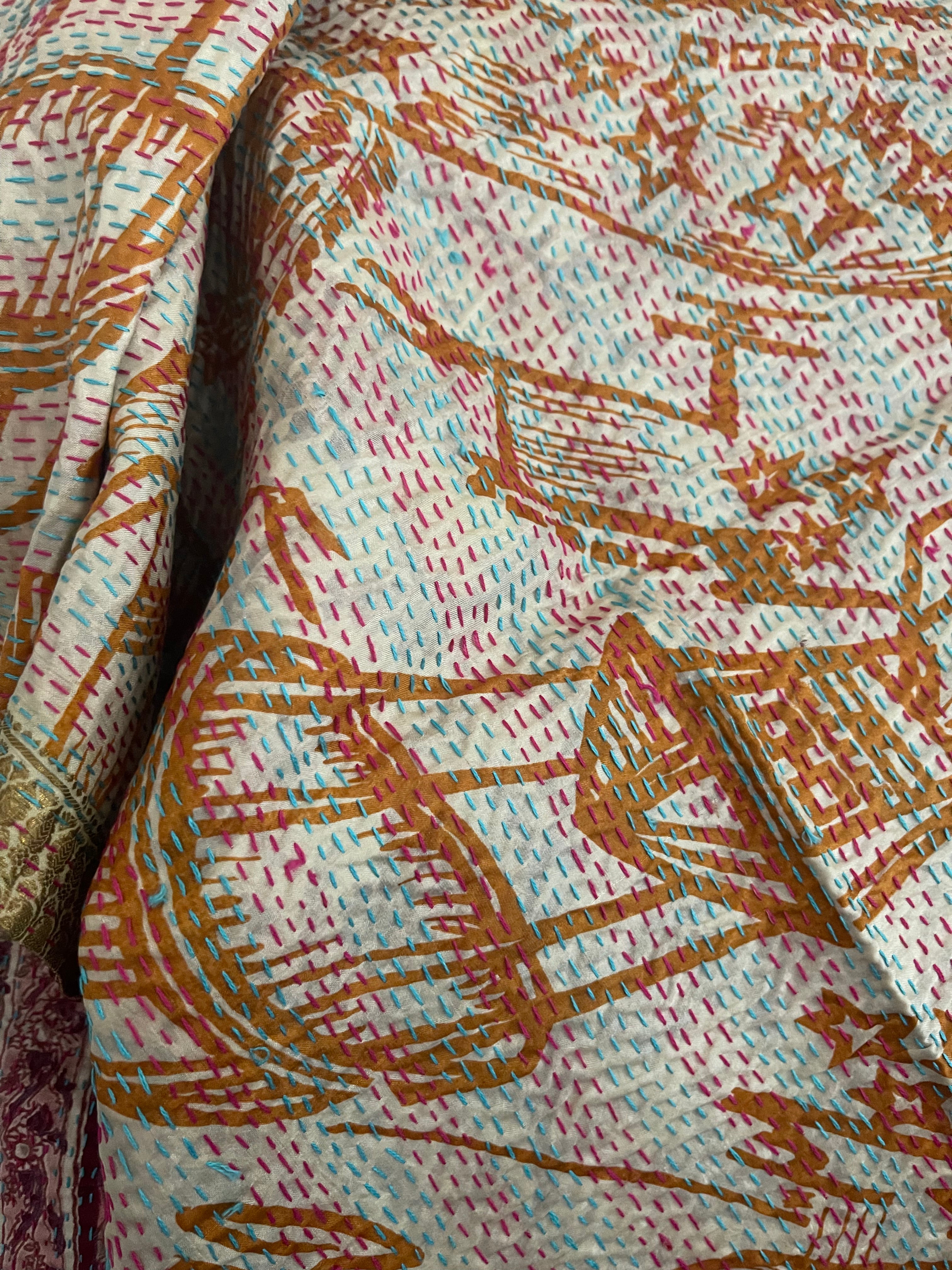 Kantha Silk Muffler - Old Fashioned Floral