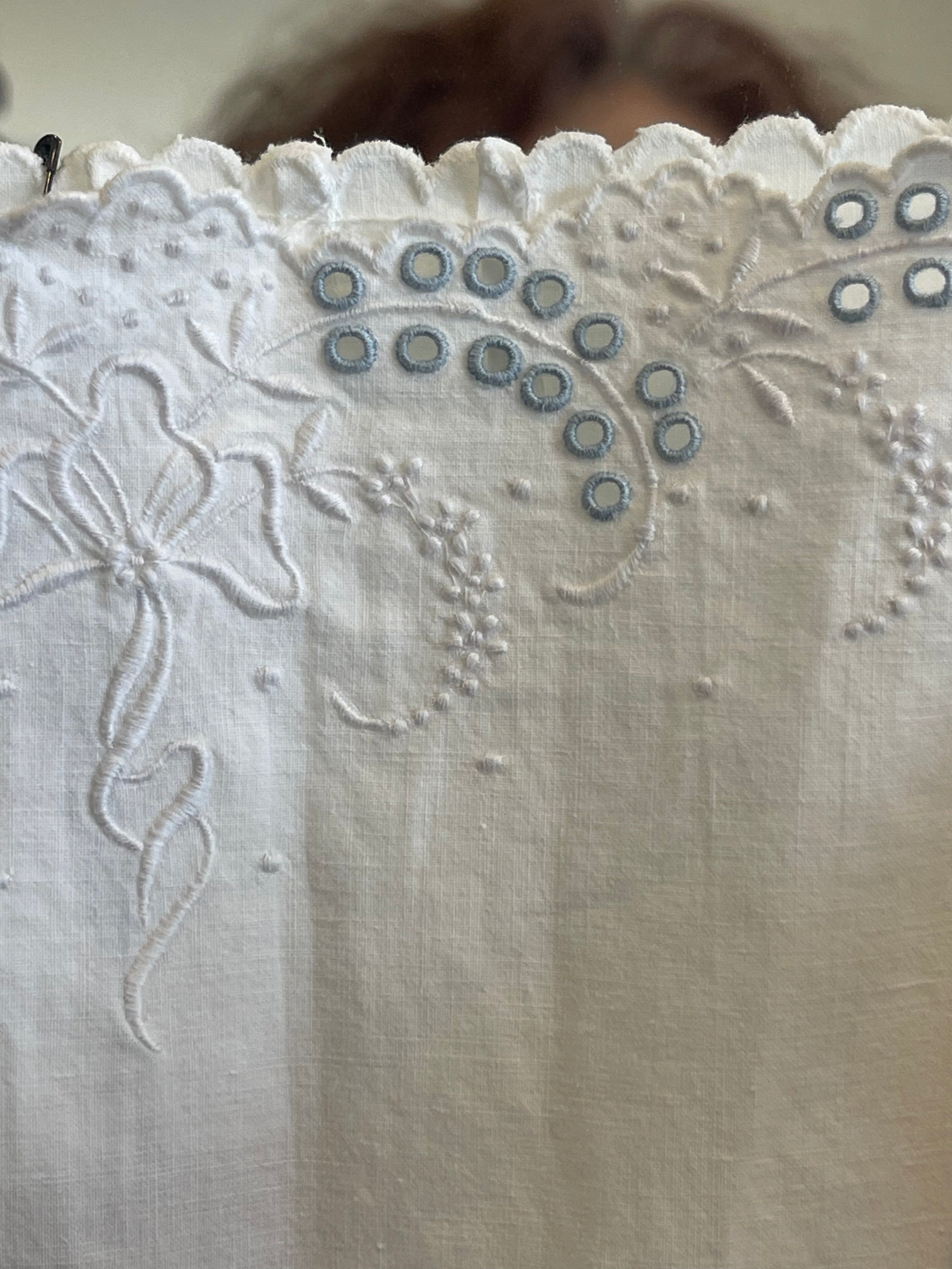 Vintage French Linen Slip - Forget - me - Not