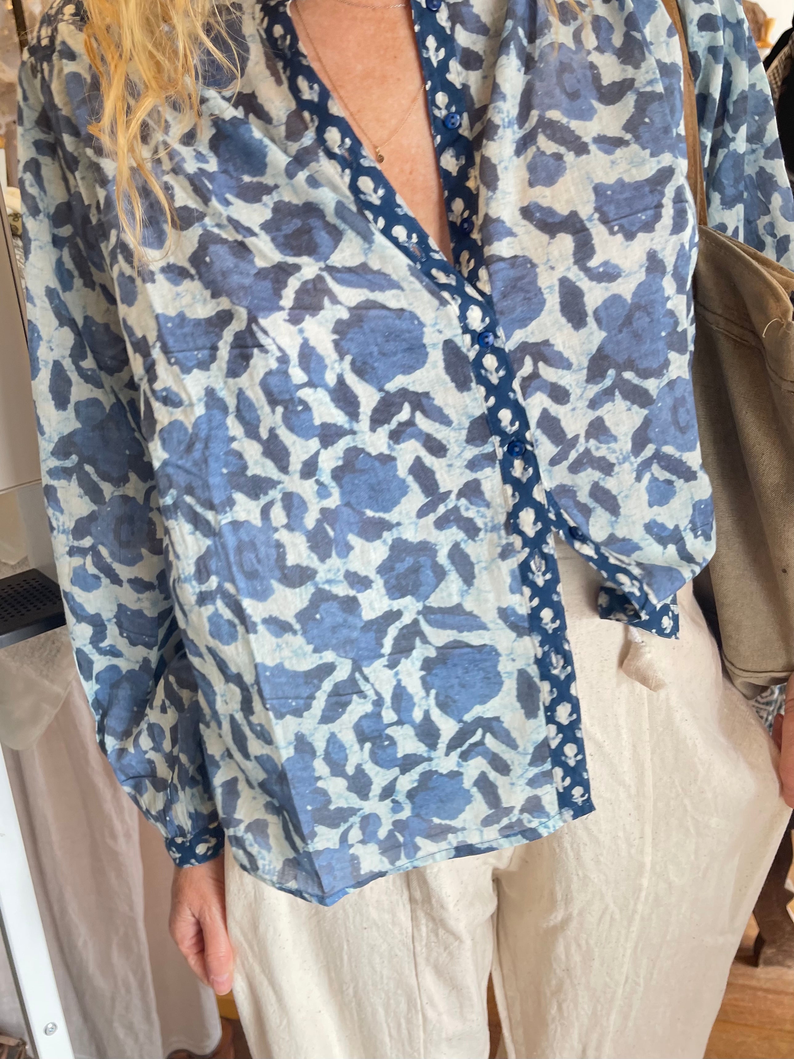 Beatrice Blouse - Indigo Poppy