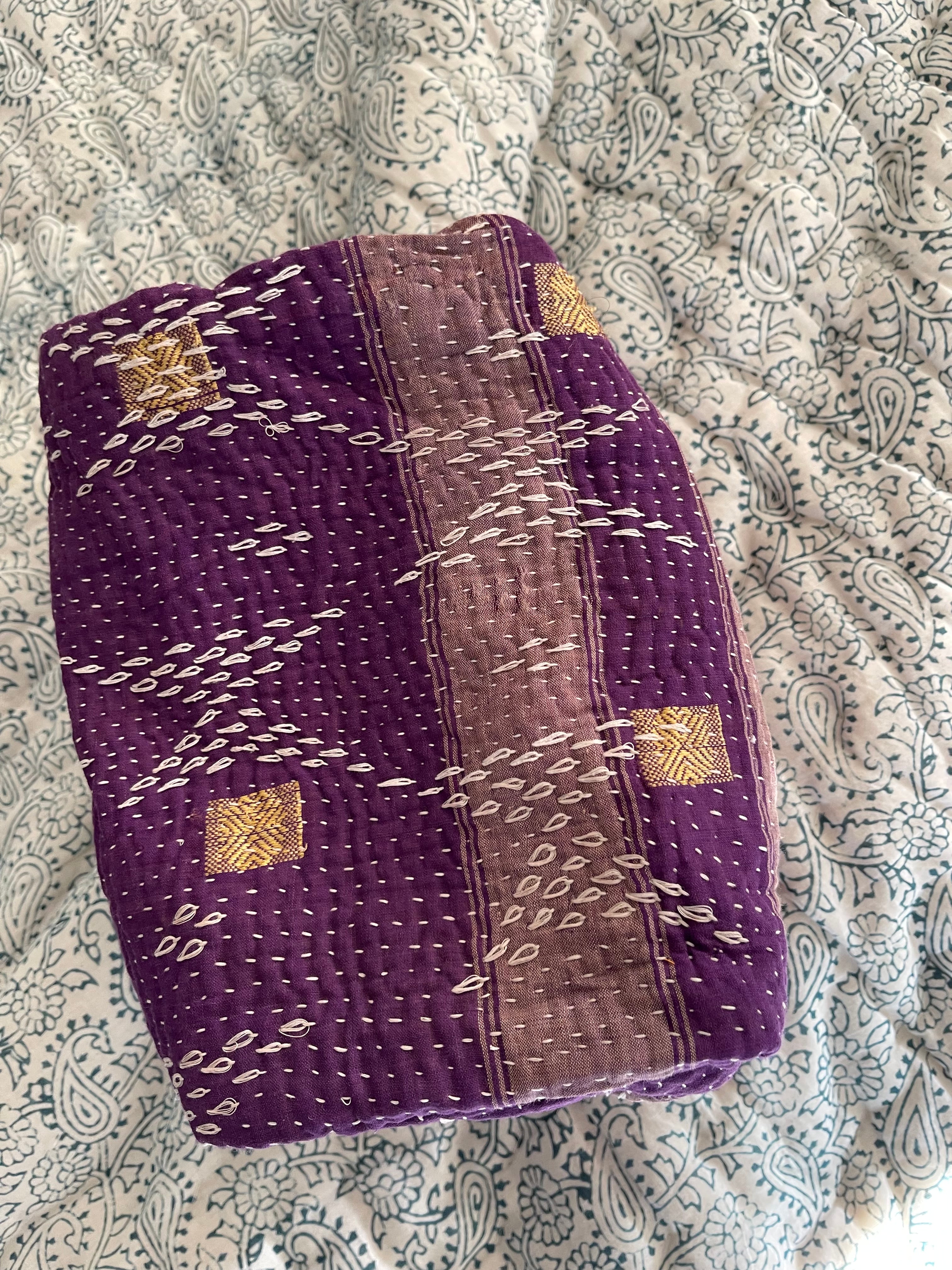 Cosmetic Bag Vintage Kantha - Soft Jacaranda