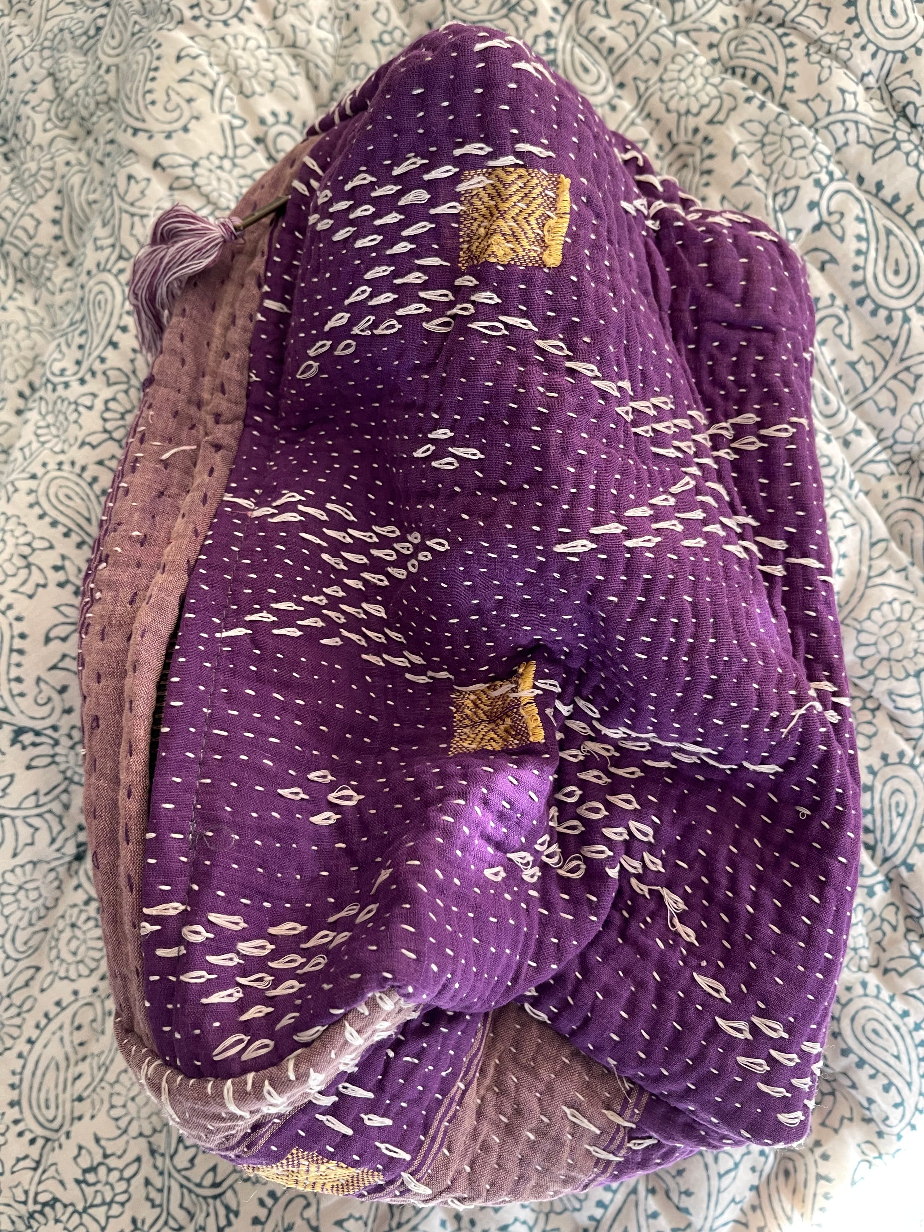 Cosmetic Bag Vintage Kantha - Soft Jacaranda