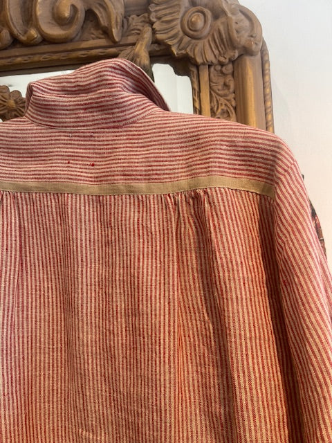 VETALI Linen Shirt - Crimson Stripe