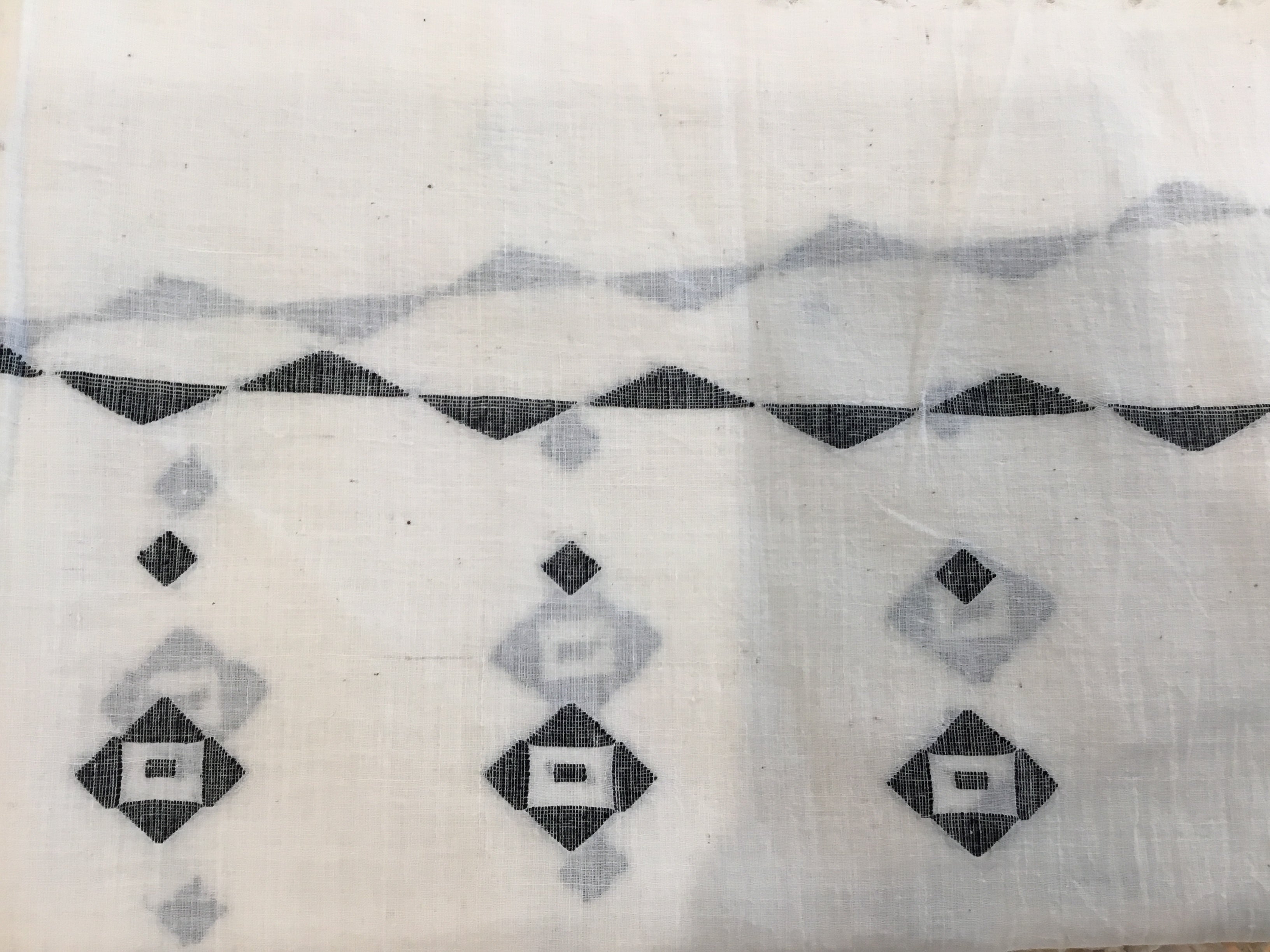 Cotton Jamdani Scarf - CHARCOAL MELODY